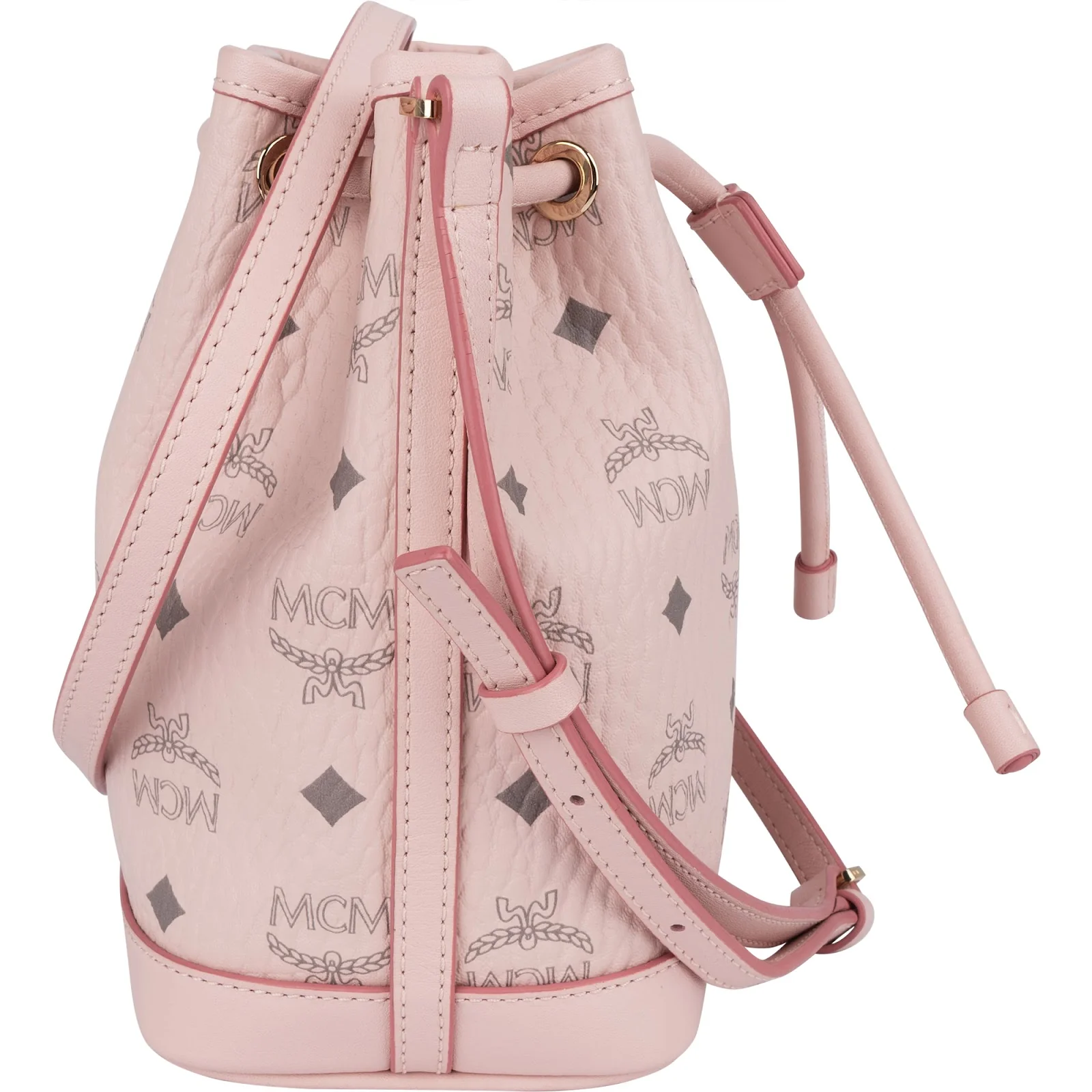 MCM Pink Monogram Visetos Mini Drawstring Crossbody Bag