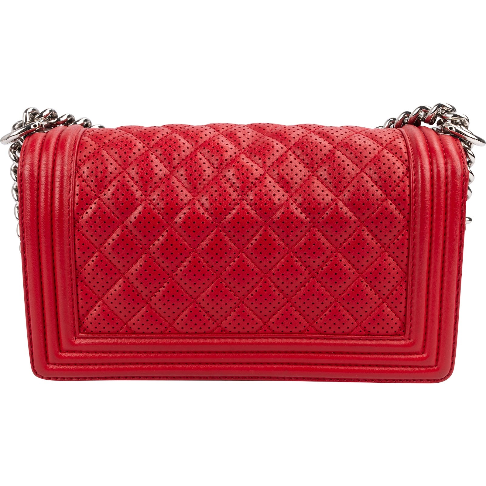 Chanel Perforated Quilted Lambskin Palladium Medium Boy Crossbody Bag
