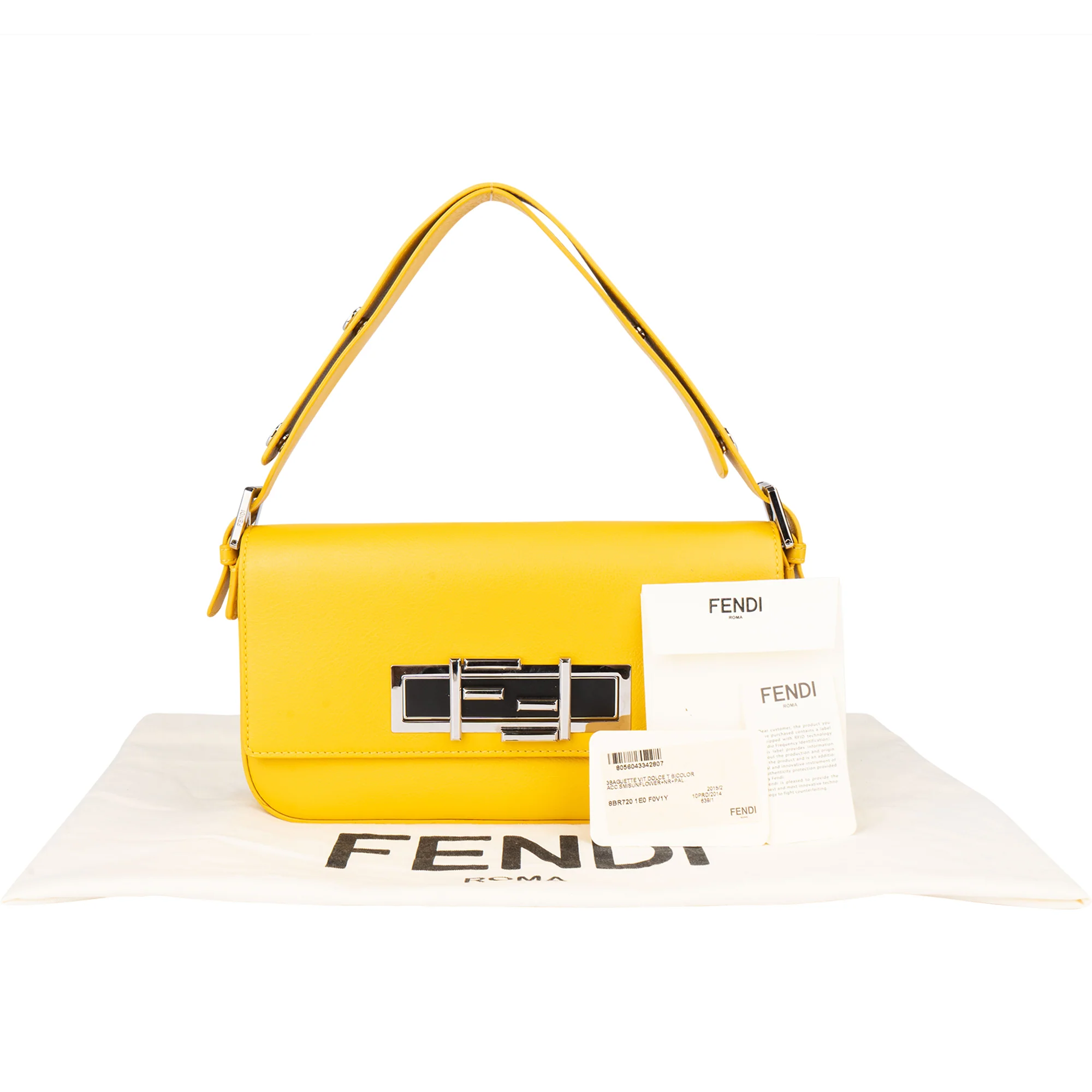 Fendi Sunflower Leather Limited Buckle Baguette Shoulder Bag
