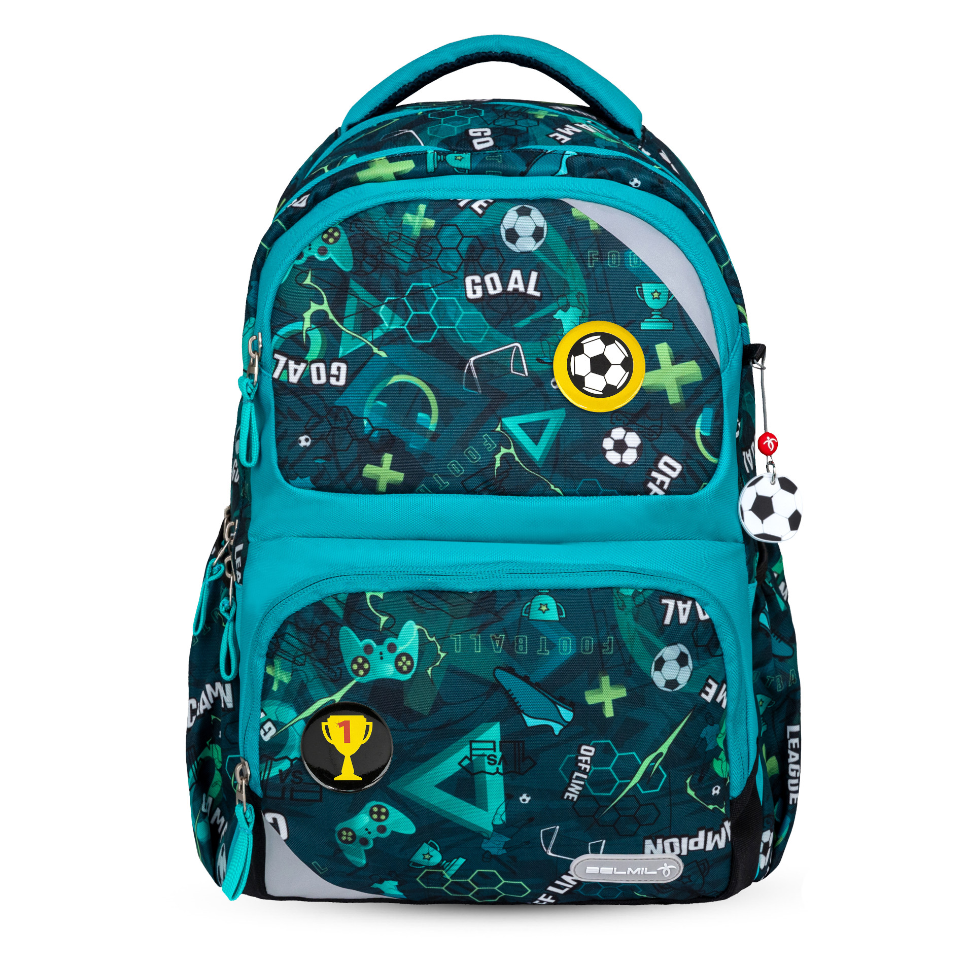 Maxi Pack Schulrucksack mit Brustgurt 2tlg. Set - Football Goal