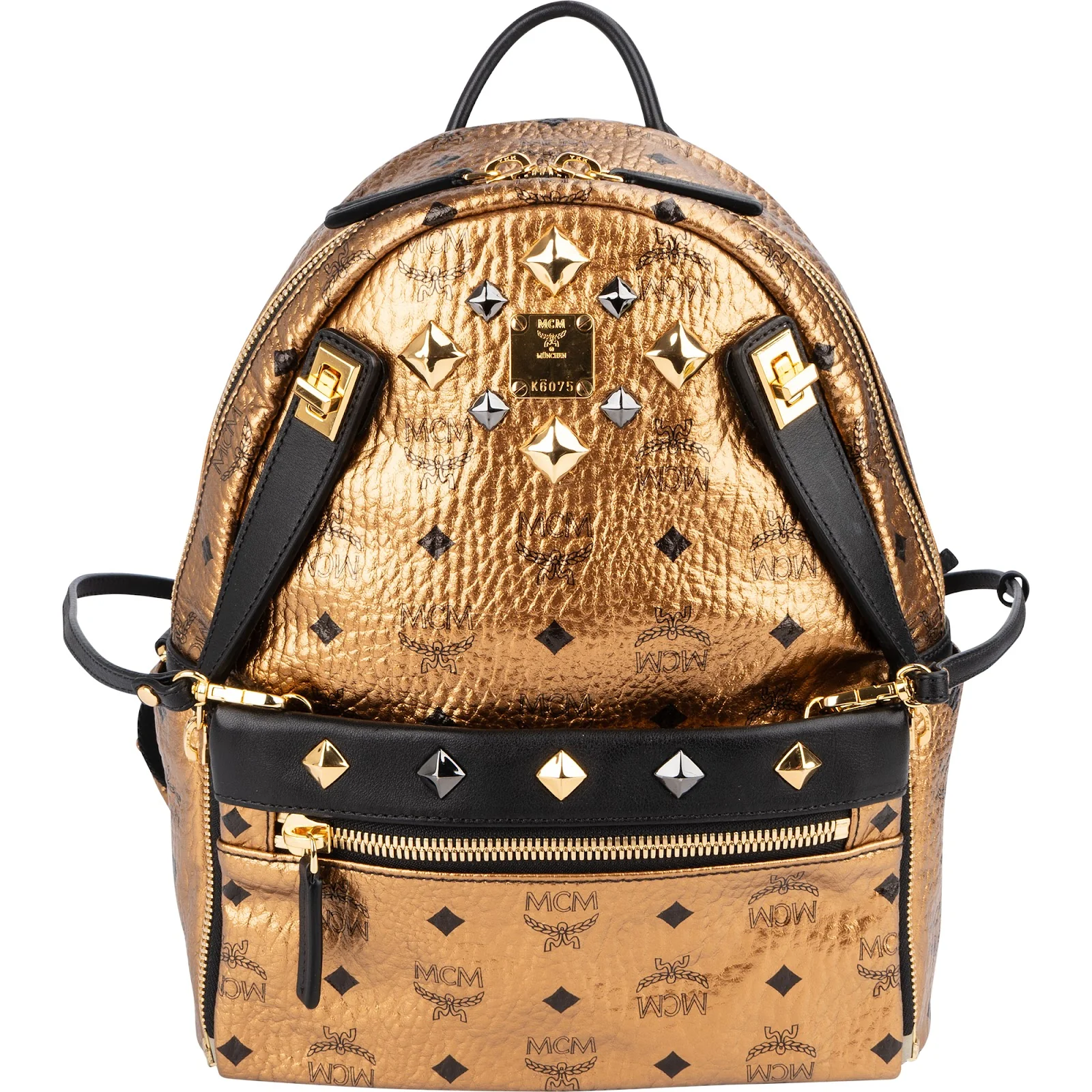 MCM Monogram Metallic Visetos Stark Studded 2 in 1 Backpack
