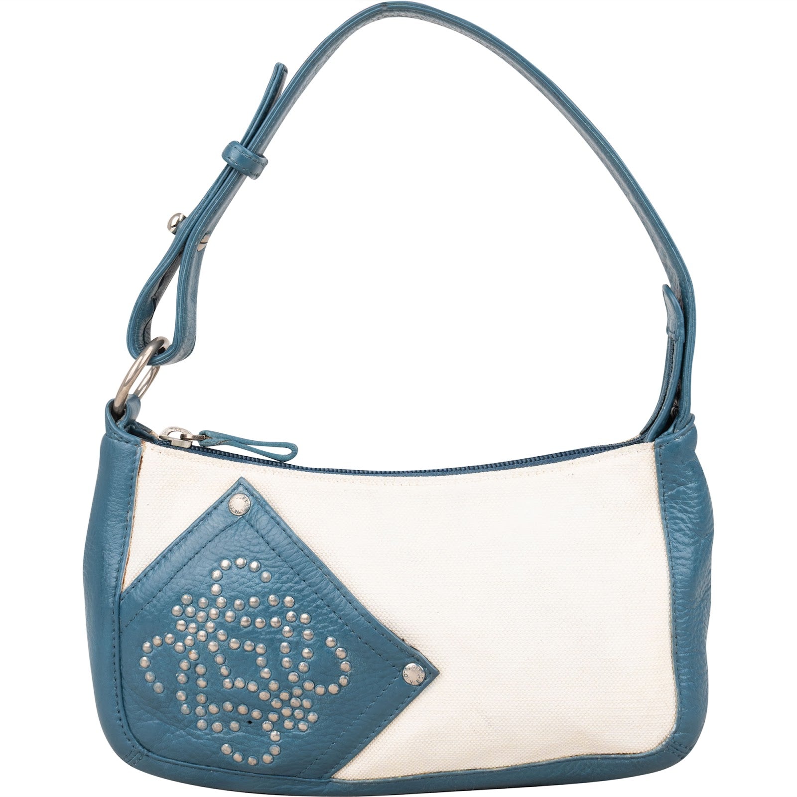 Loewe Leather and Canvas Anagram Studded Pochette