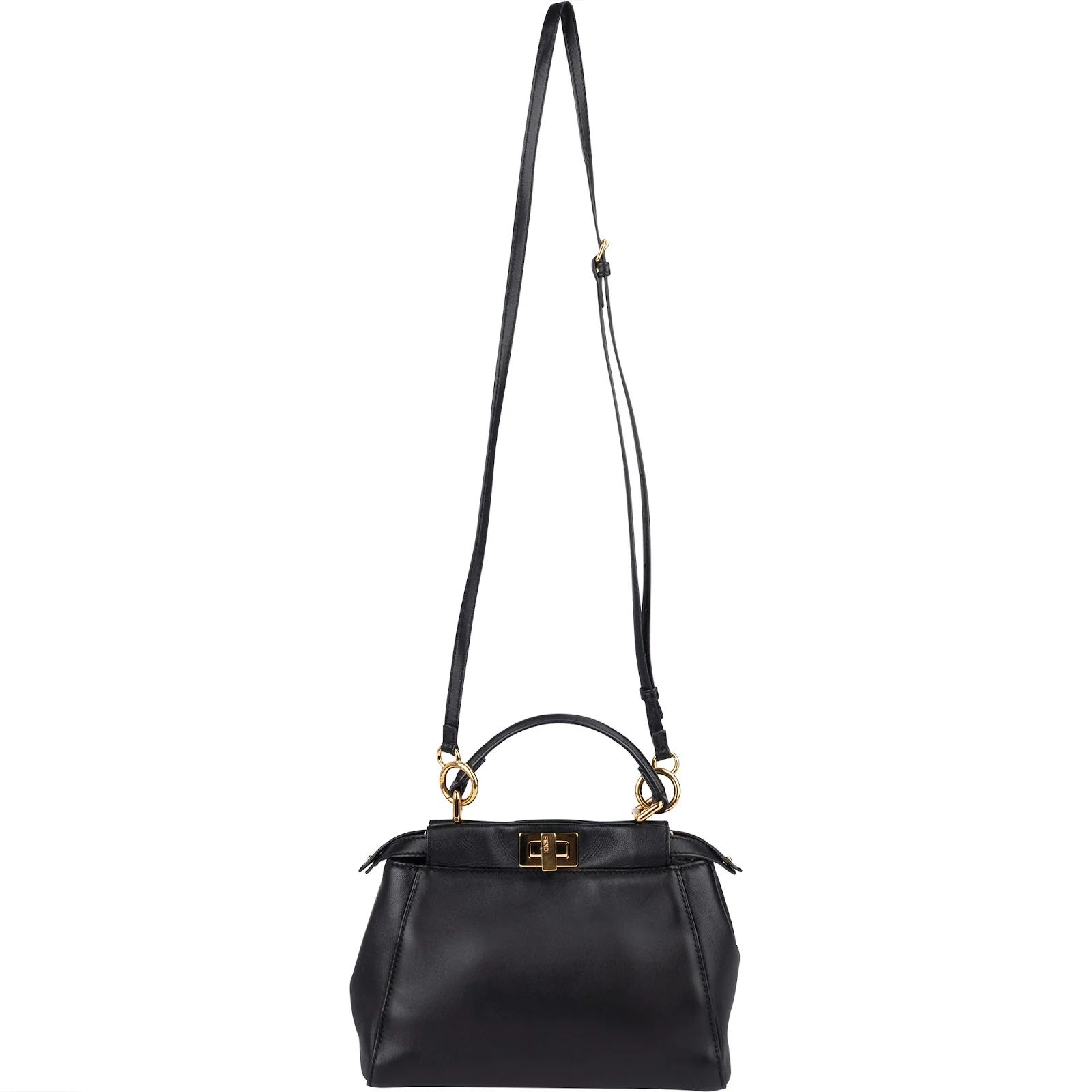 Fendi Black Leather Mini Peekaboo Handbag