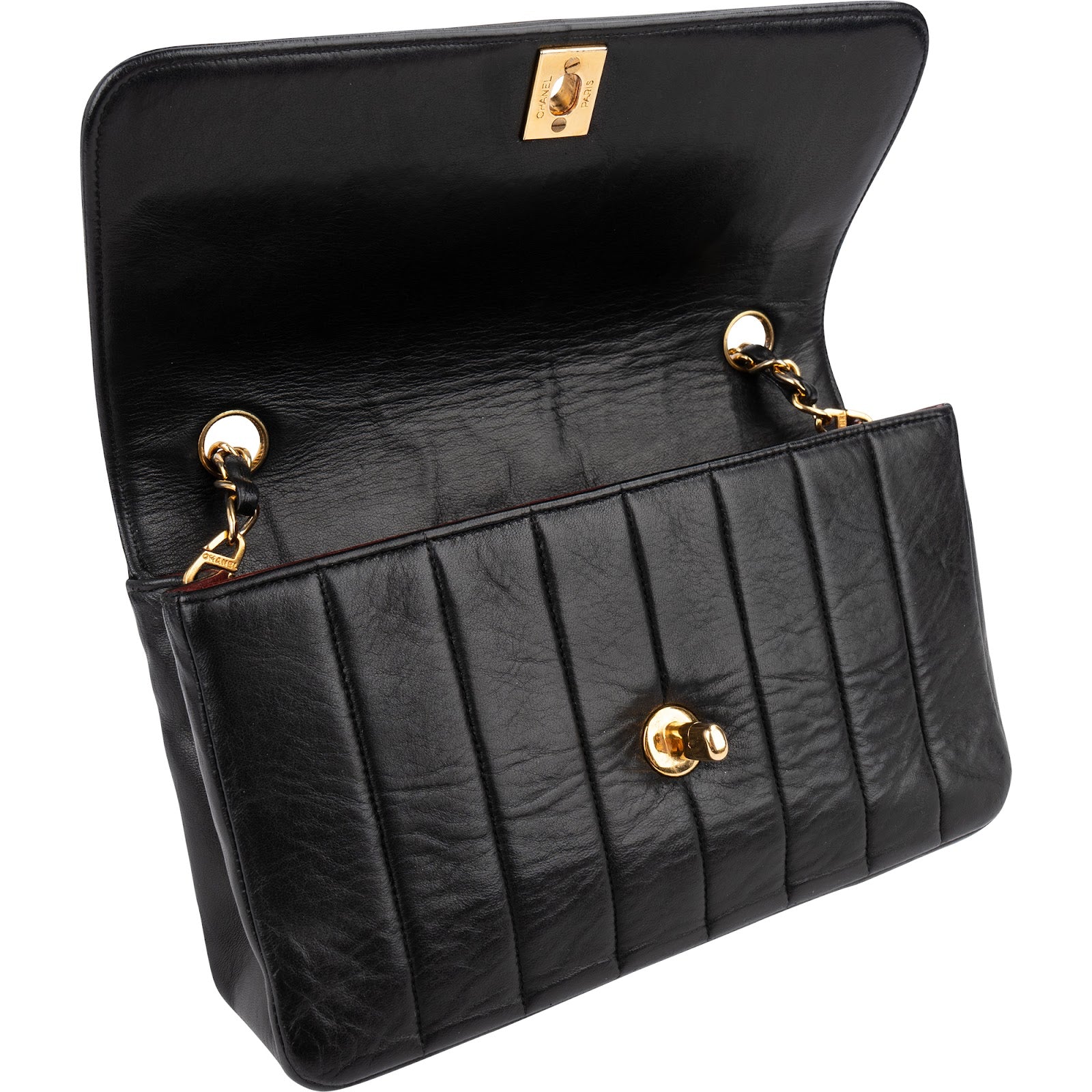 Chanel Vertical Quilted Lambskin 24K Gold Single Flap Crossbody Bag