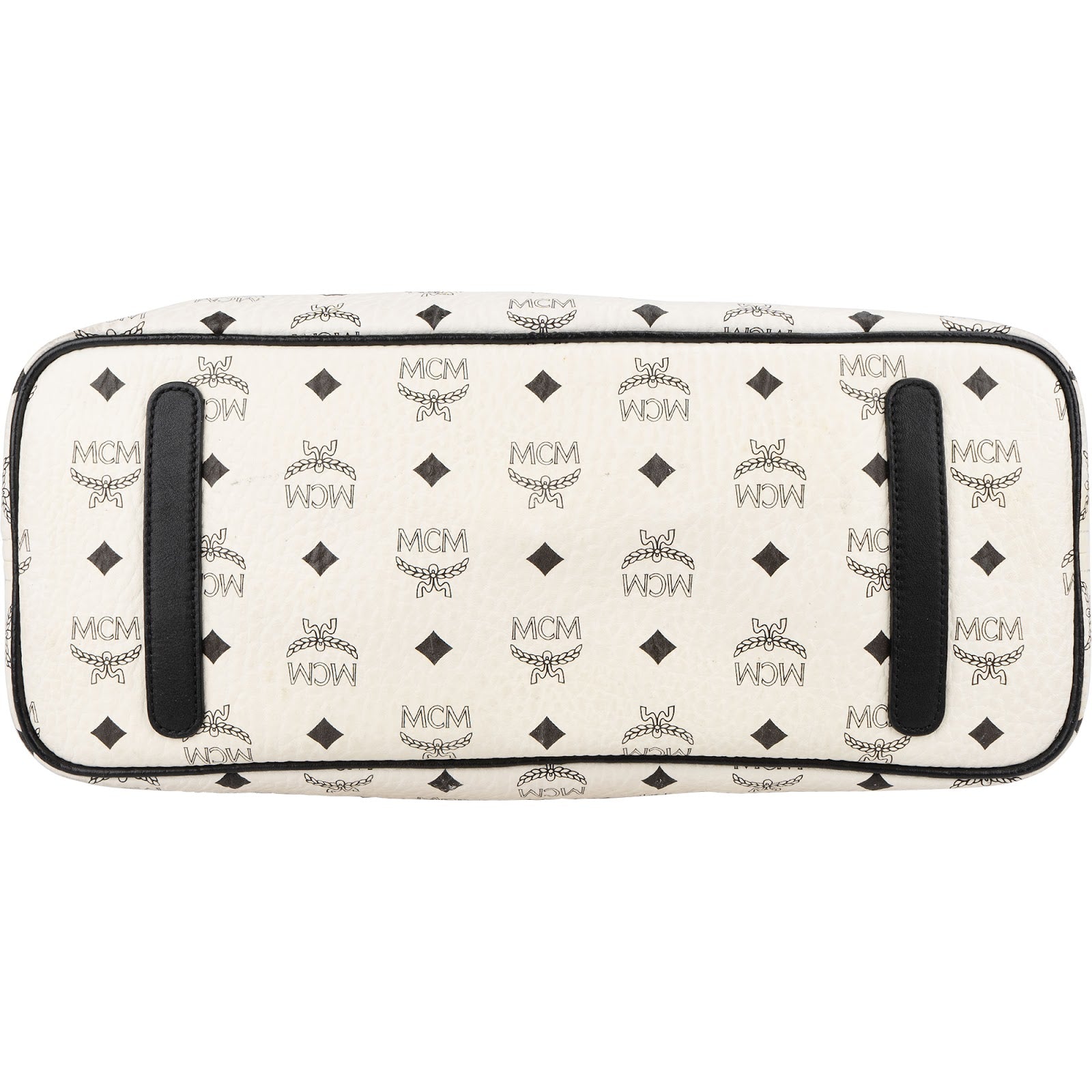 MCM Monogram Visetos Black and White Studded Liz Shopper Shoulder Bag