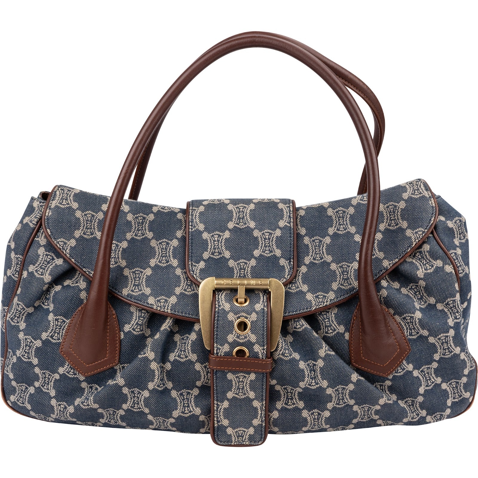 Celine Denim Macadam Monogram Buckle Handbag