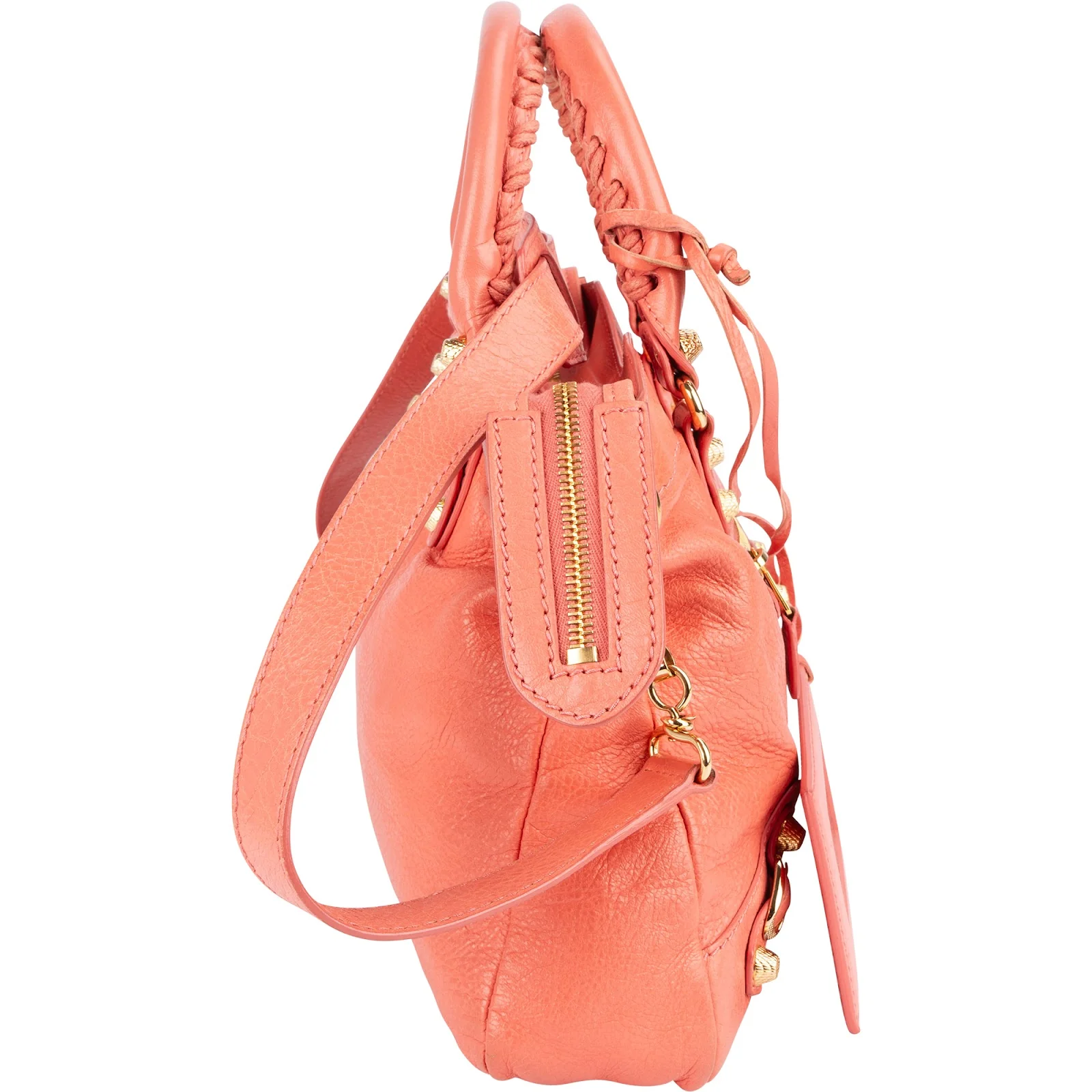 Balenciaga Coral Leather Small City Handbag