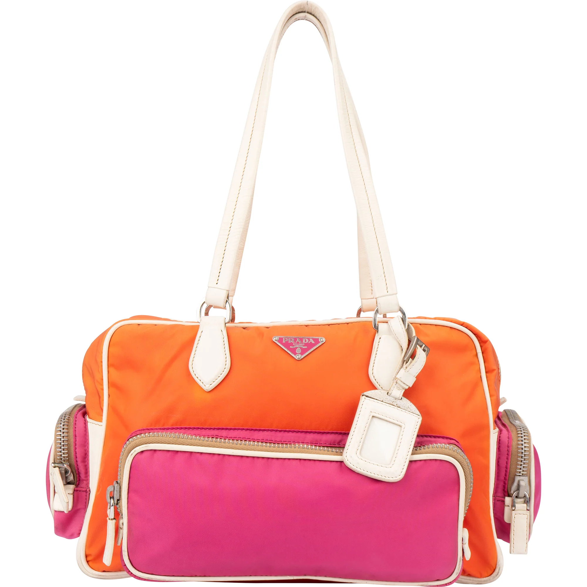 Prada Tricolor Colorblock Nylon Handbag