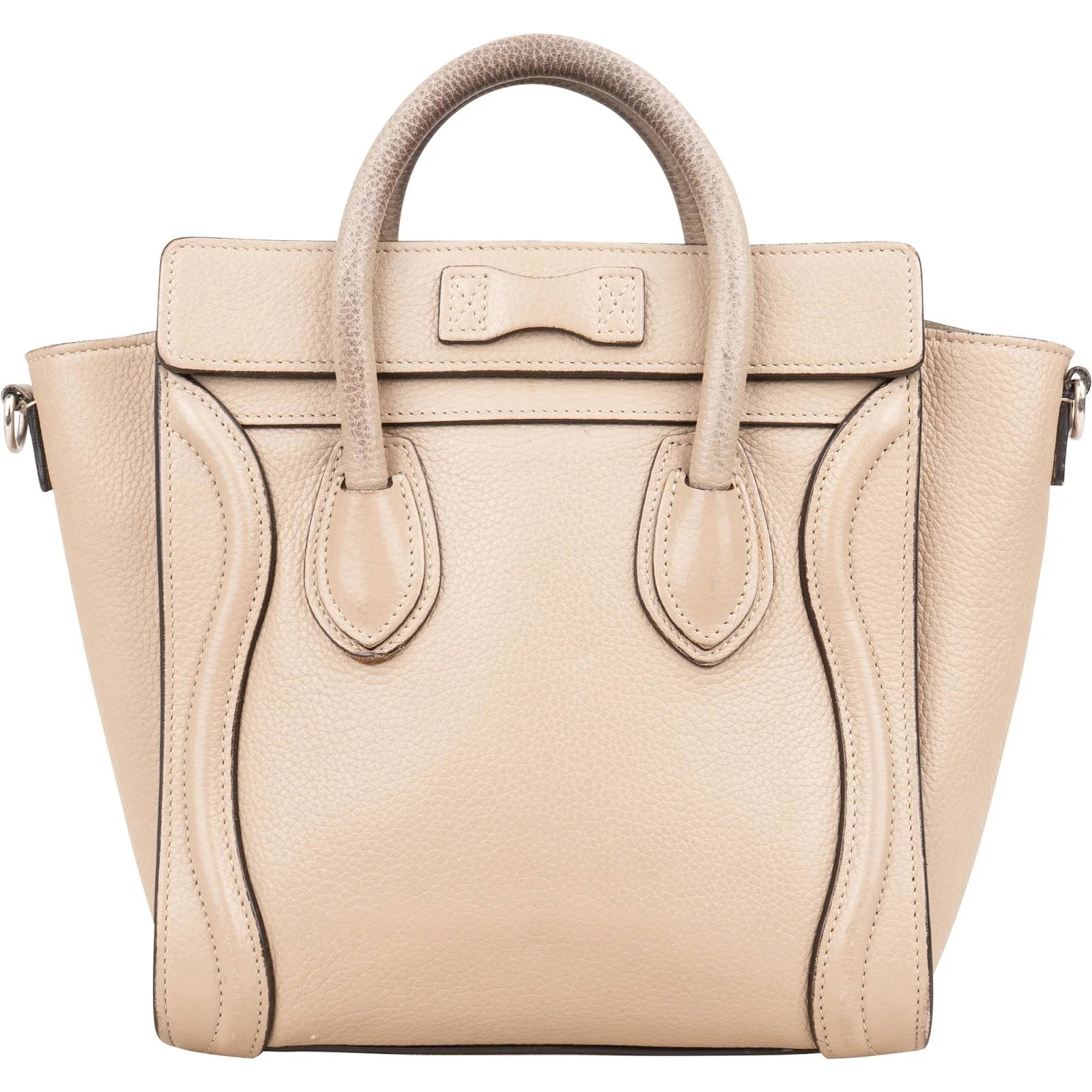 Céline Drummed Calfskin Luggage Handbag