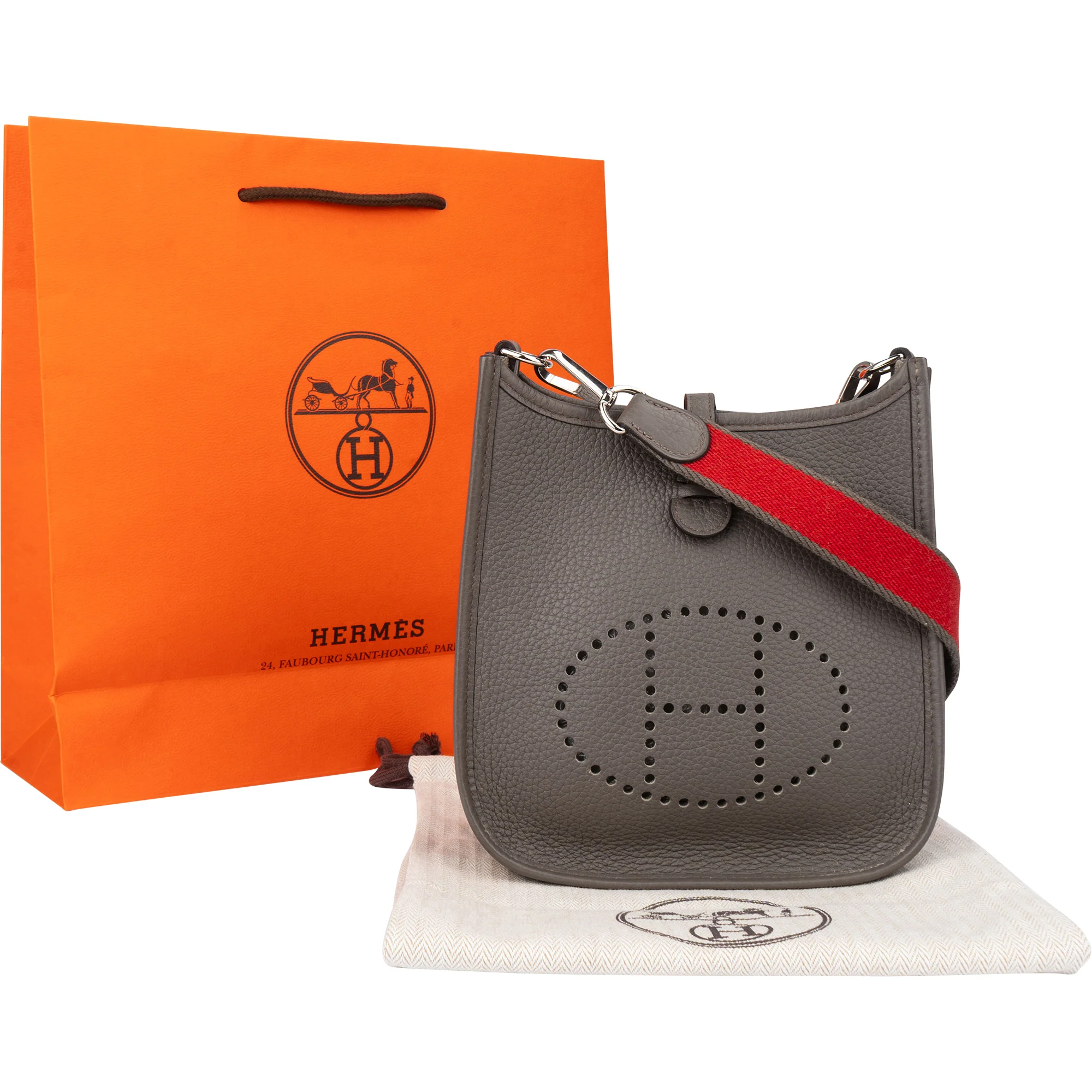 Hermès Etain Palladium Taurillon Clemence Evelyne 16 Crossbody Bag