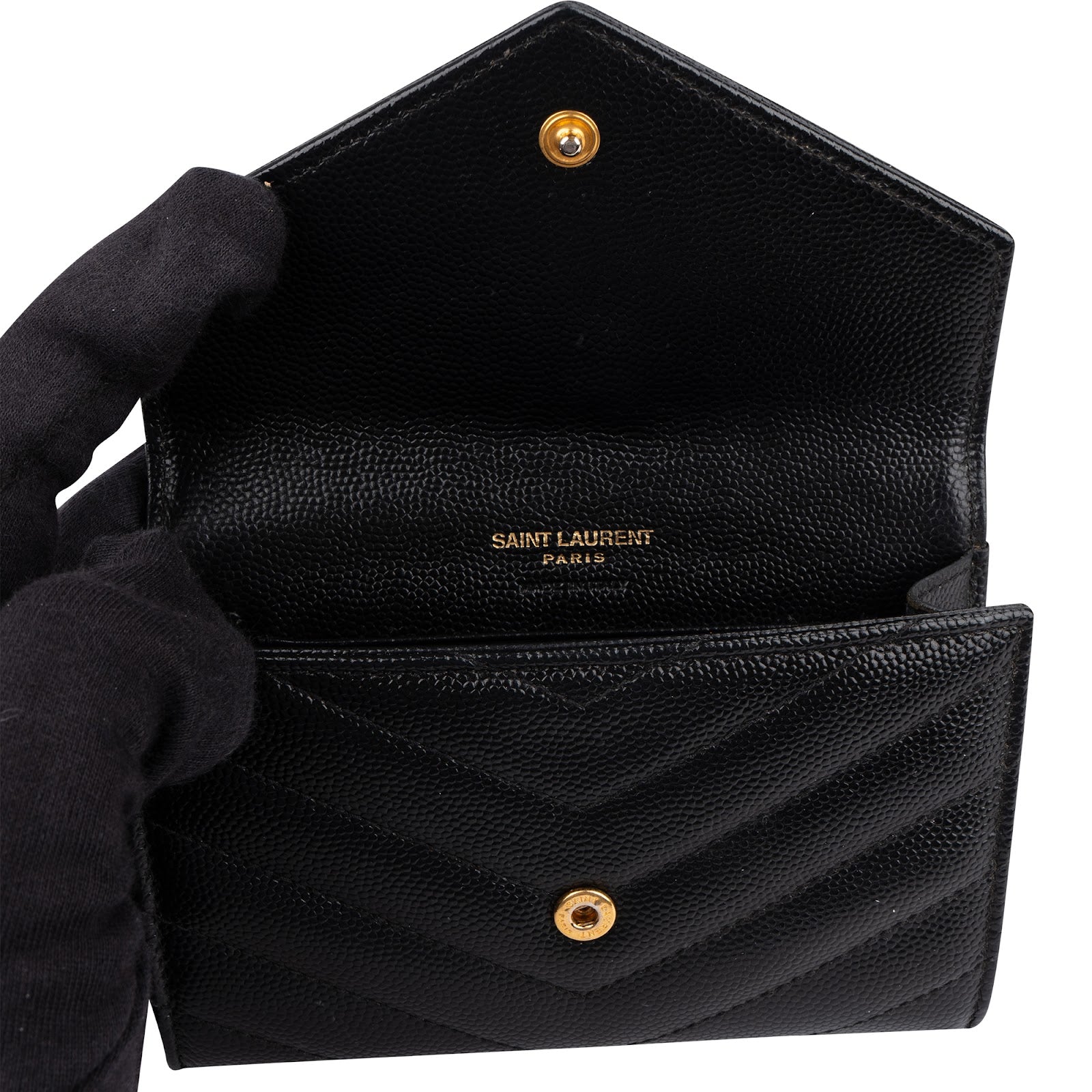 Yves Saint Laurent Grain de Poudre Quilted Leather Envelope Wallet