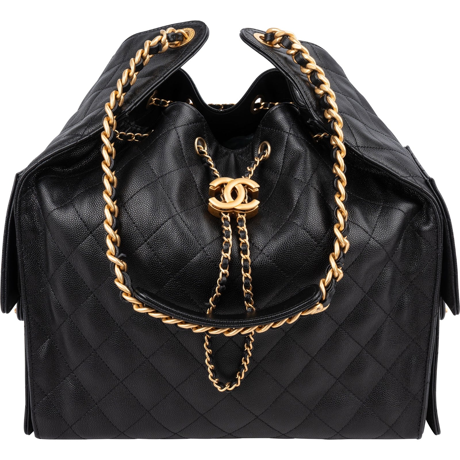 Chanel 25 Caviar Leather CC Drawstring Shoulder Bag
