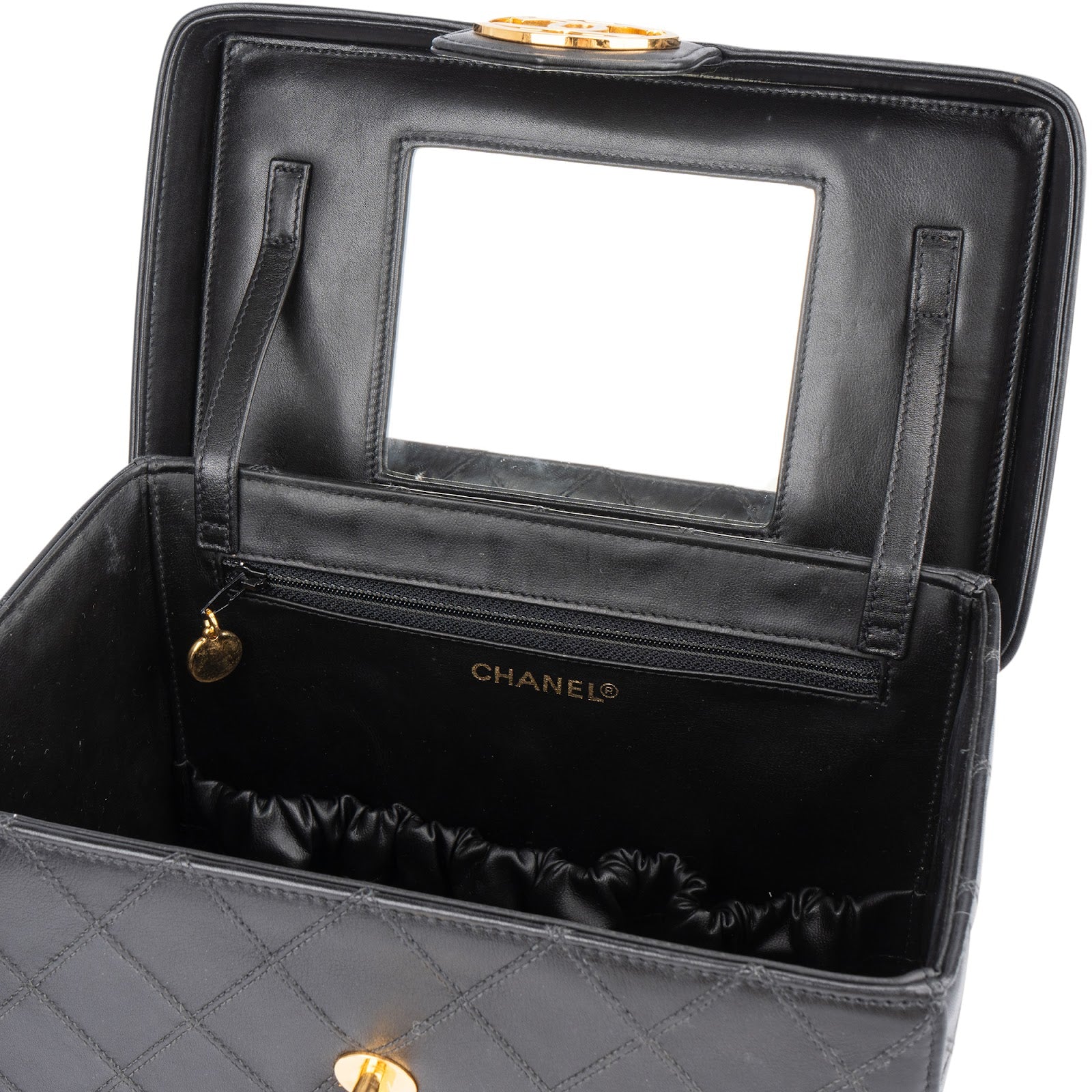 Chanel Jumbo Quilted Lambskin 24K Gold CC Vanity Case Handbag