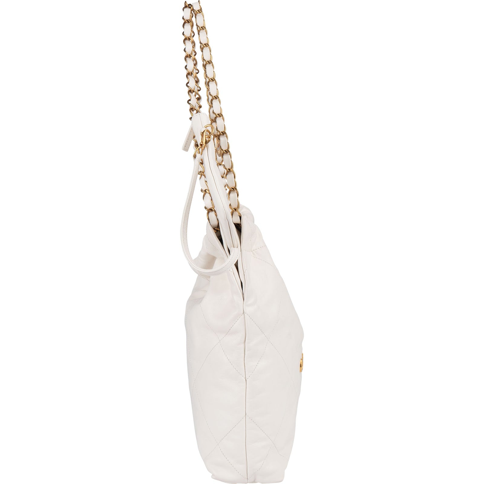 Chanel 22 White Quilted Lambskin Hobo Shoulder Bag