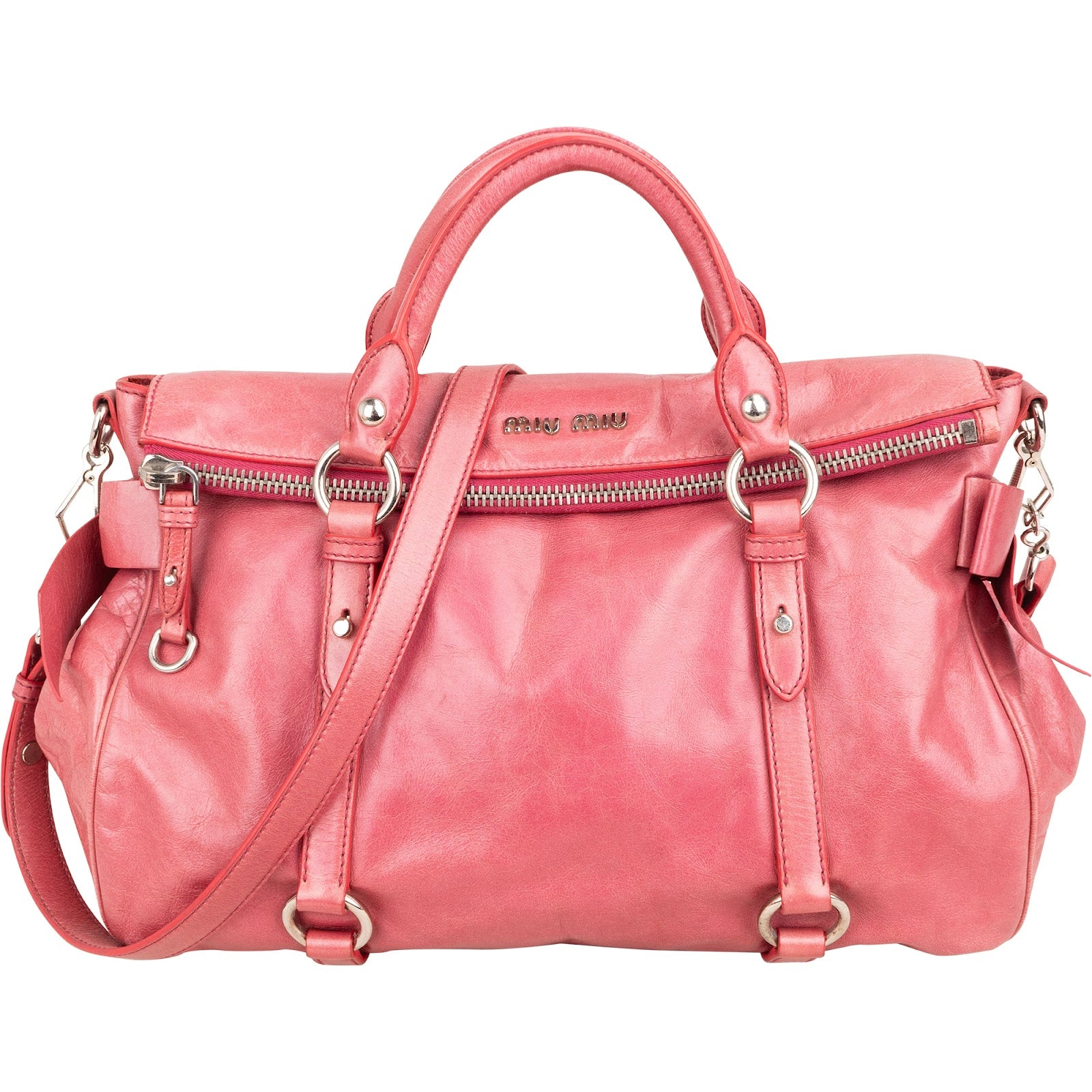 Miu Miu – Vitello Lux Leather Bow Satchel Handtasche