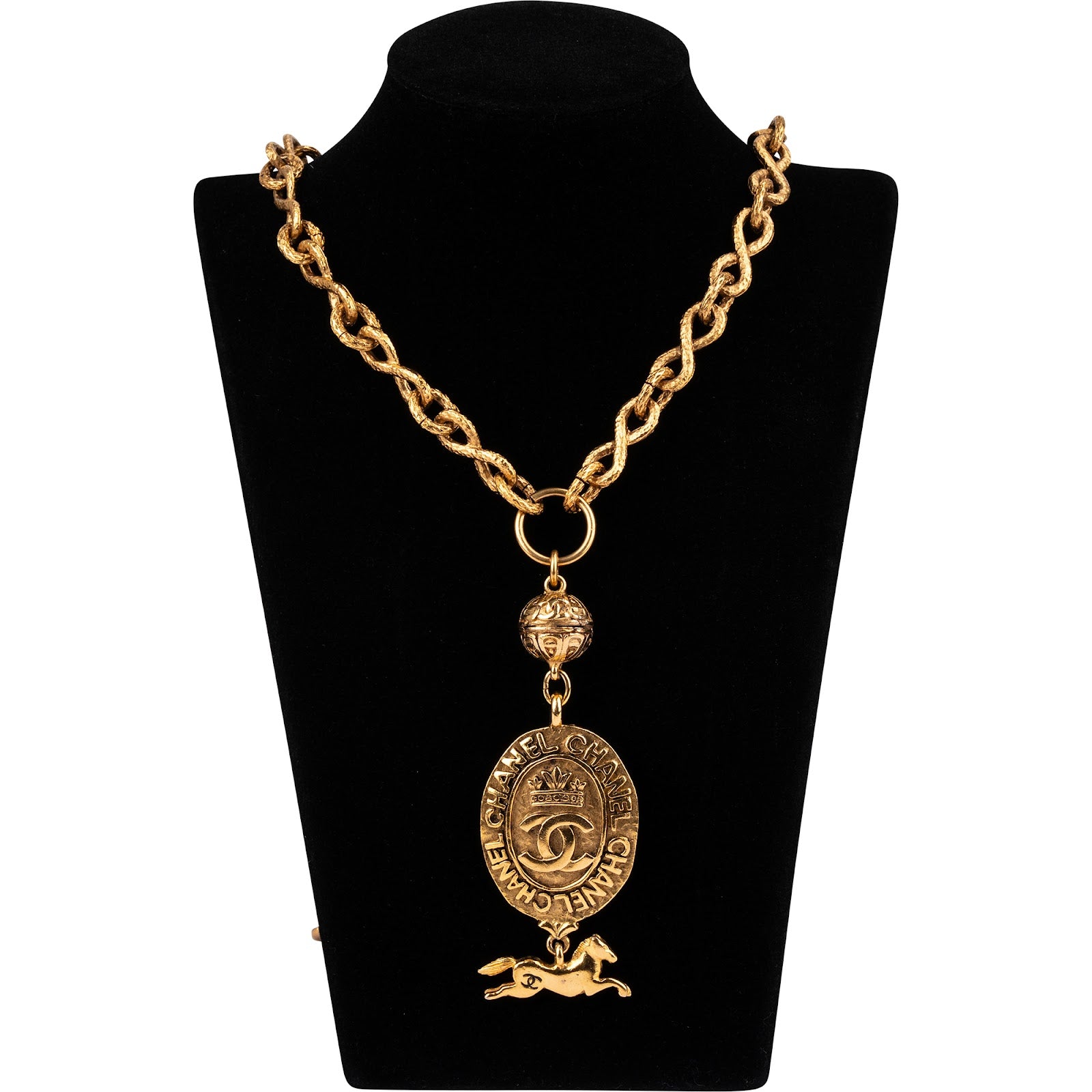 Chanel – Vintage Crown Horse Medallion Belly Chain Necklace