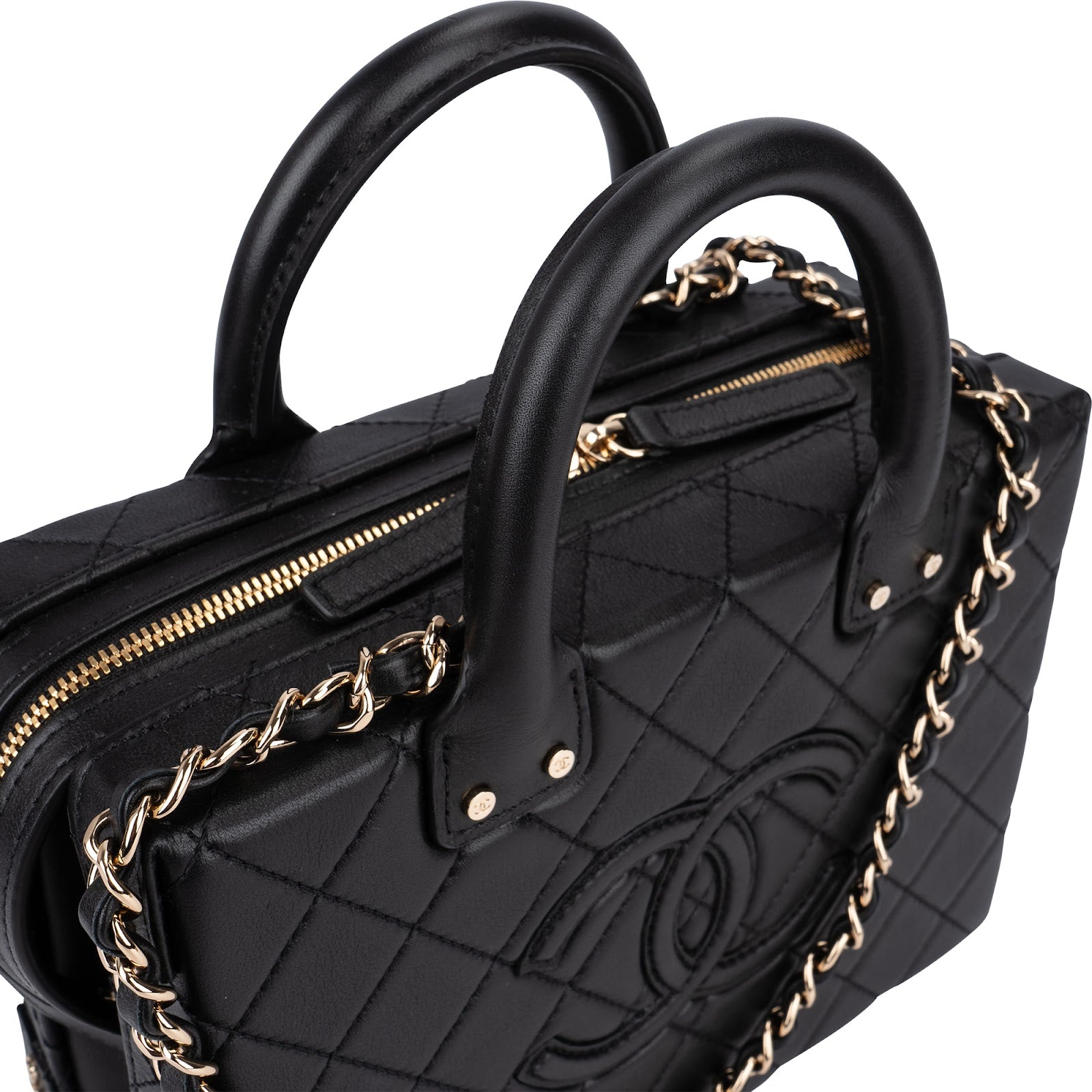 Chanel Quilted Lambskin CC Stitched Vanity Crossbody Handbag