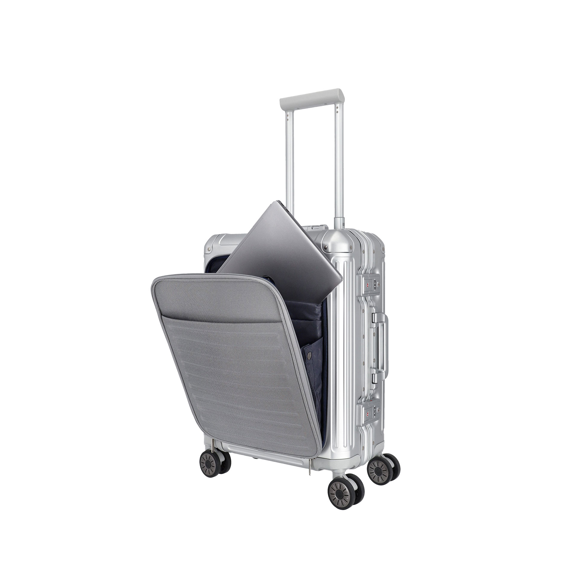 NEXT Handgepäck S+ mit Vortasche - Silber