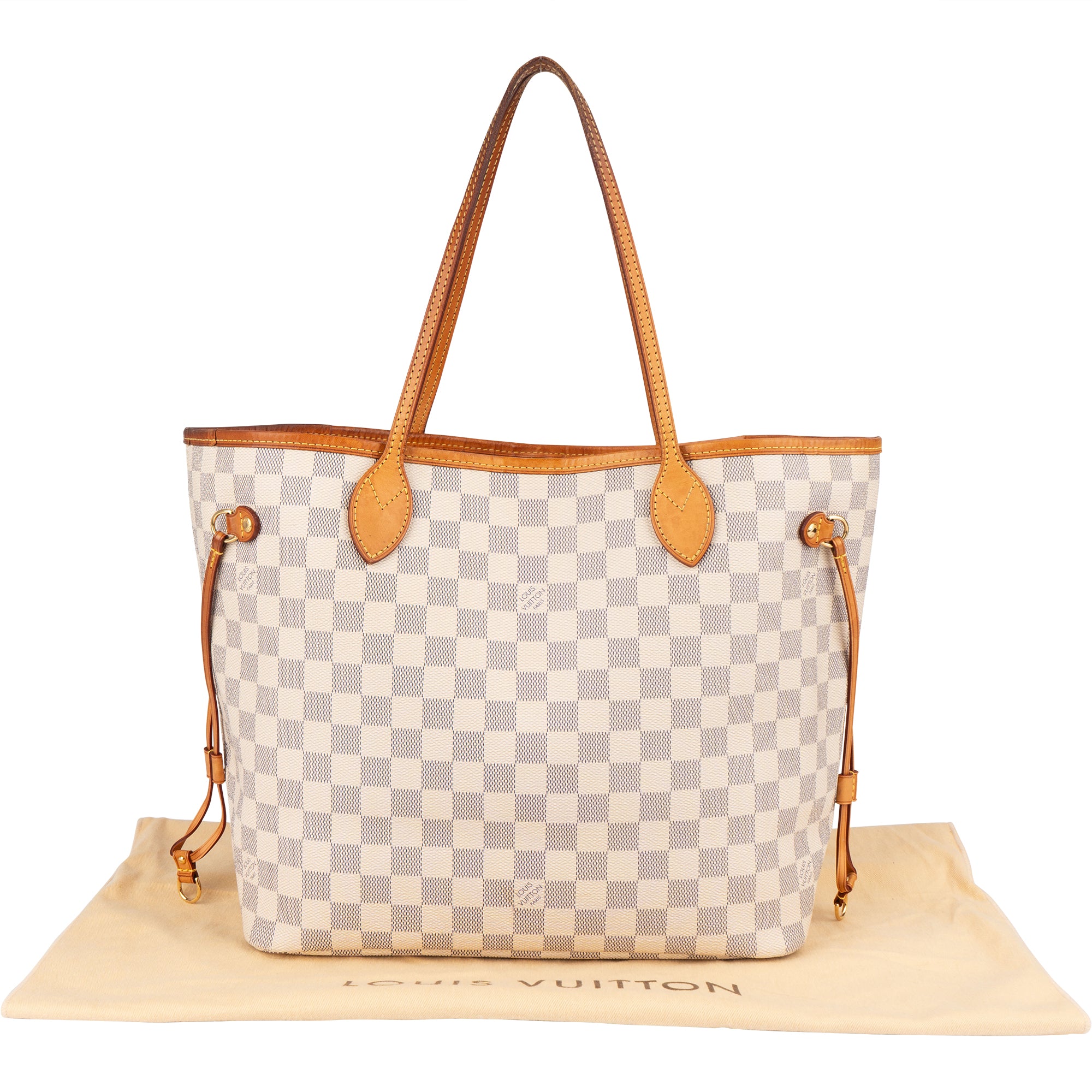 Louis Vuitton Monogram Damier Azur Canvas Neverfull MM Shoulder Bag