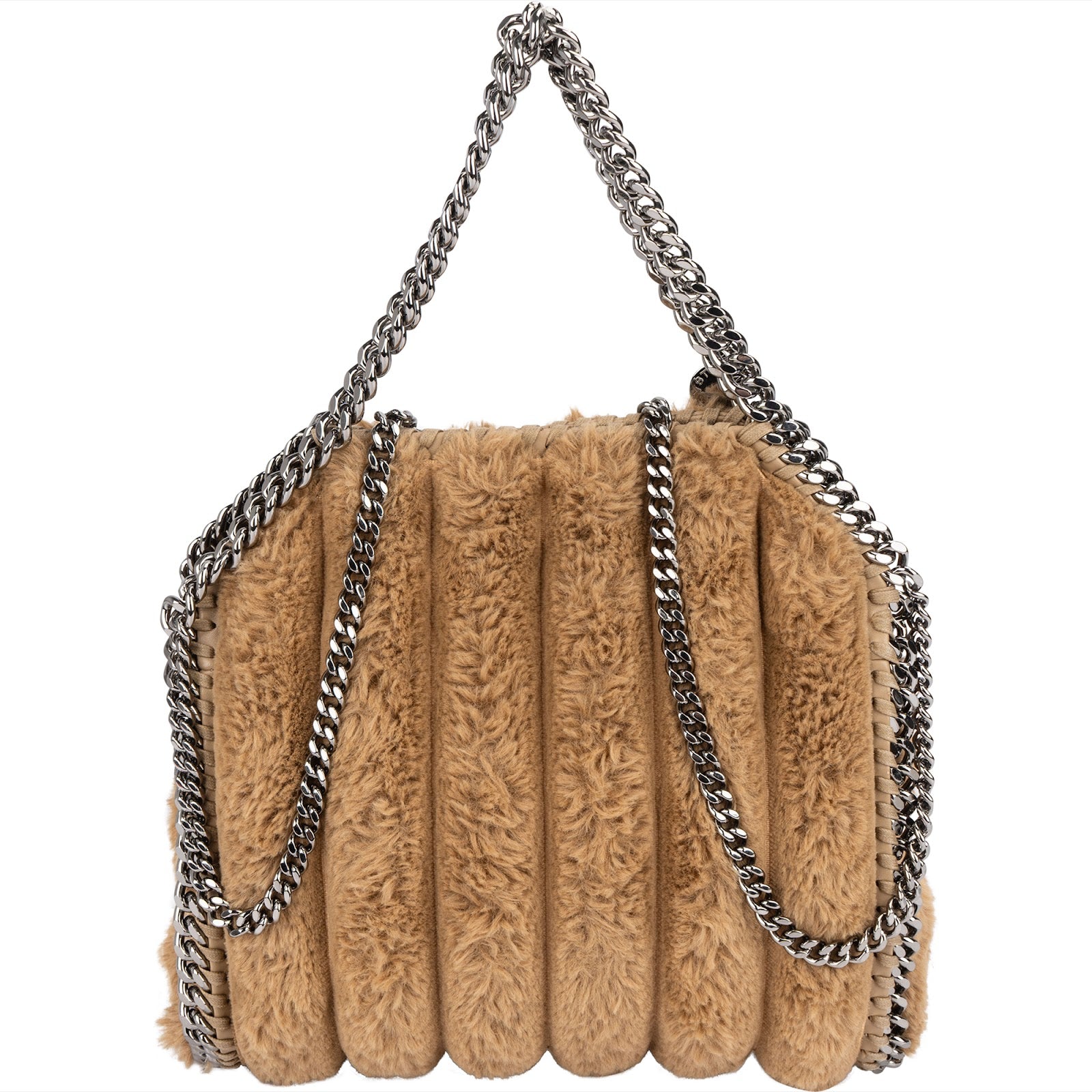 Stella McCartney Quilted Padded Faux Fur Falabella Fold Over Crossbody Bag