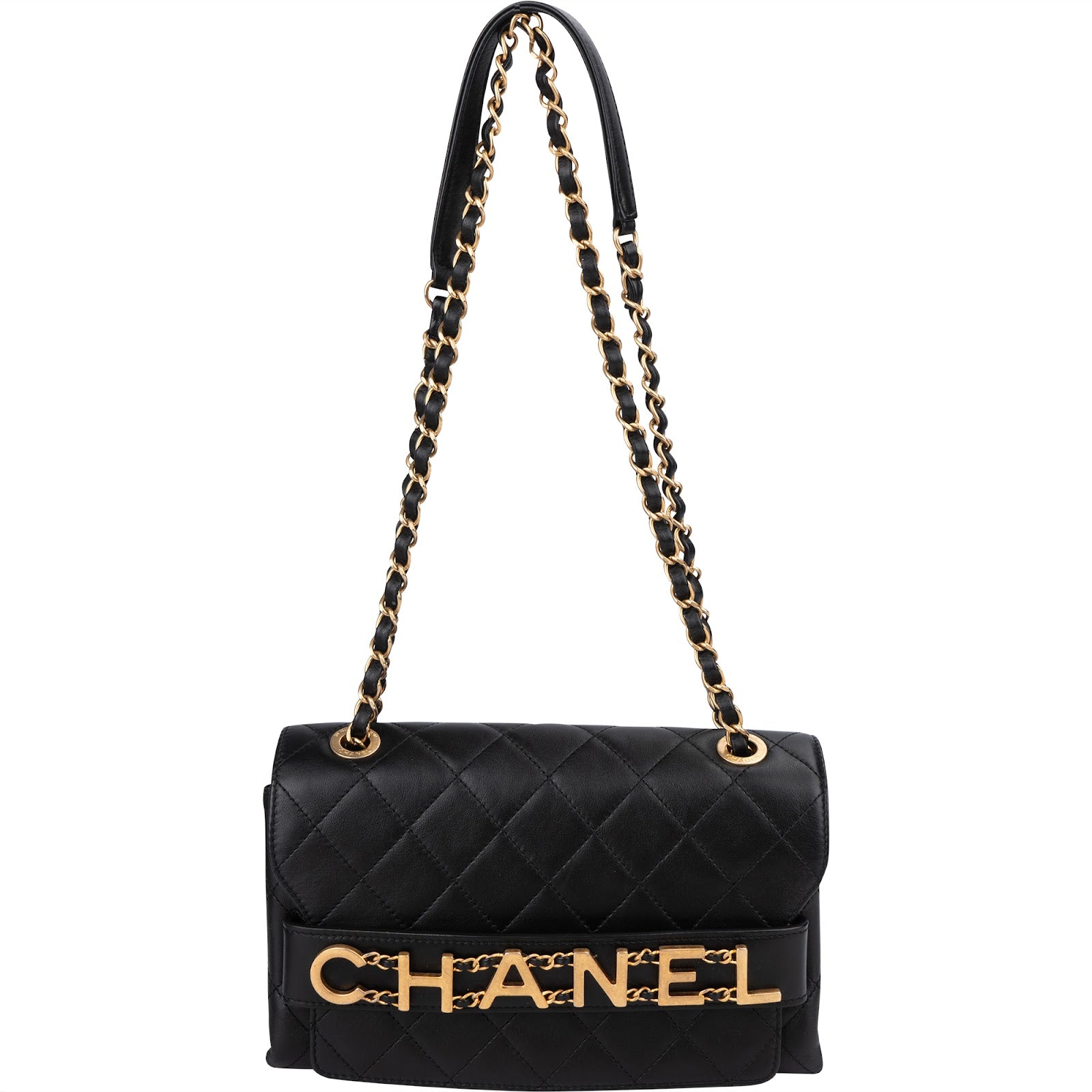 Chanel - Spellout Letters Single Flap Crossbody Bag