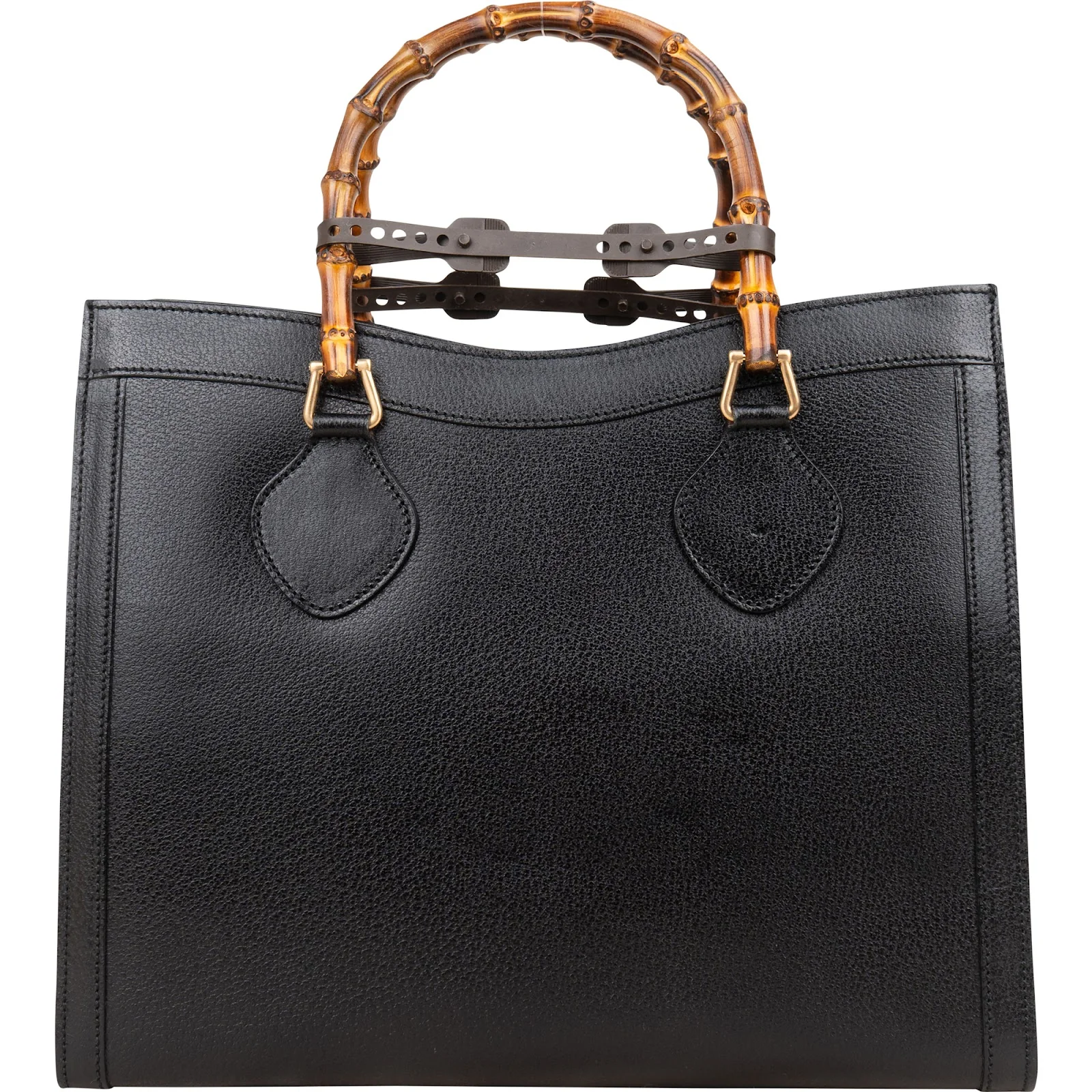 Gucci Black Leather Bamboo Handle Handbag