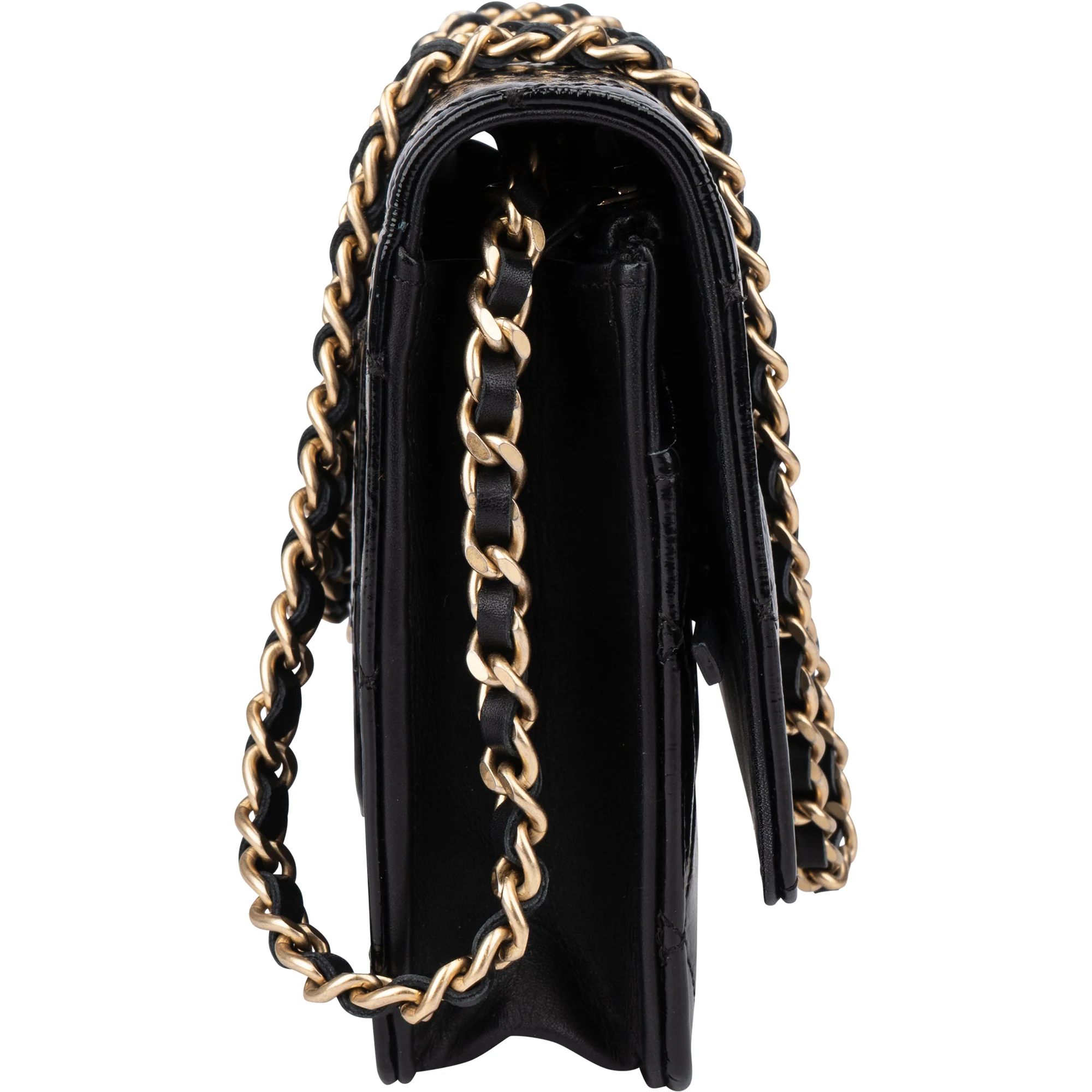 Chanel Quilted Patent Leather 2.55 Wallet On Chain Crossbody Bag