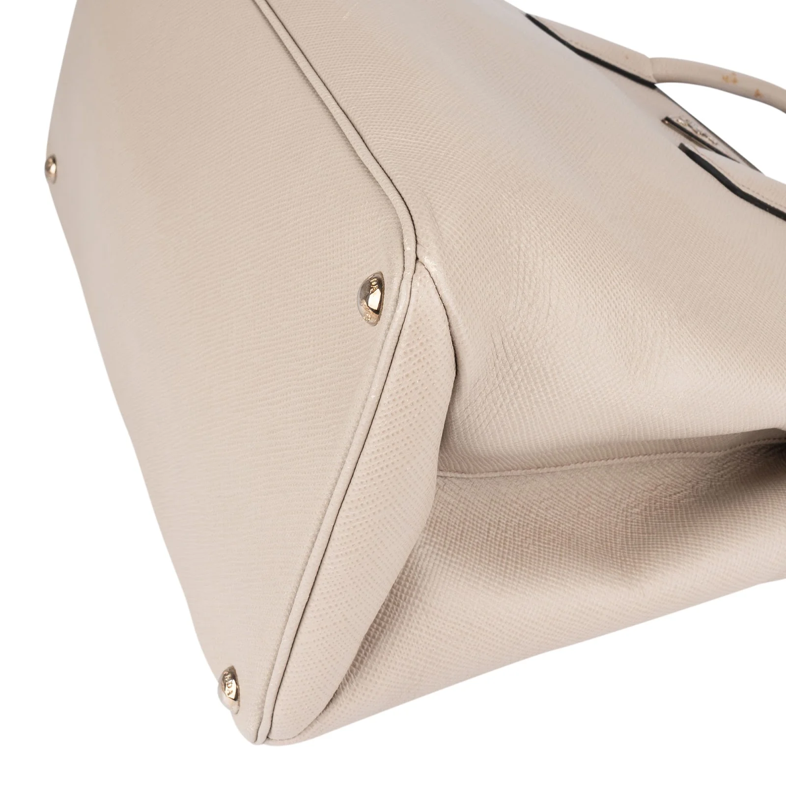 Prada Grey Saffiano Leather Turnlock Double Handbag