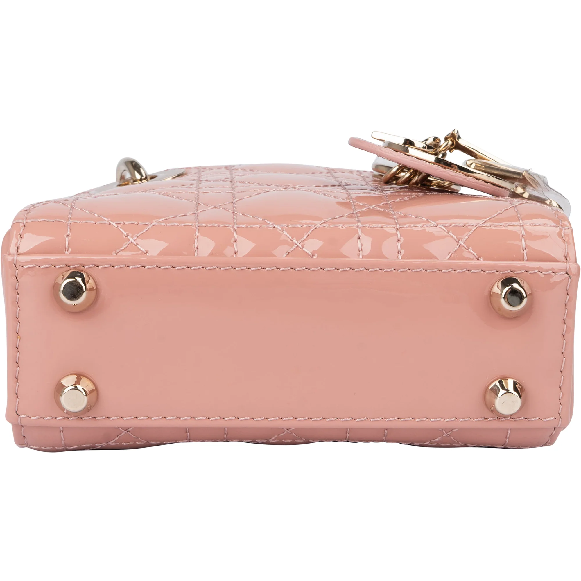 Christian Dior Quilted Patent Leather Micro Lady Dior Handbag