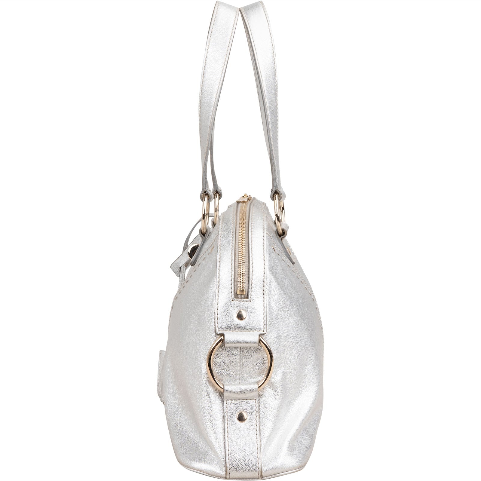 Yves Saint Laurent Metallic Silver Leather Muse Handbag