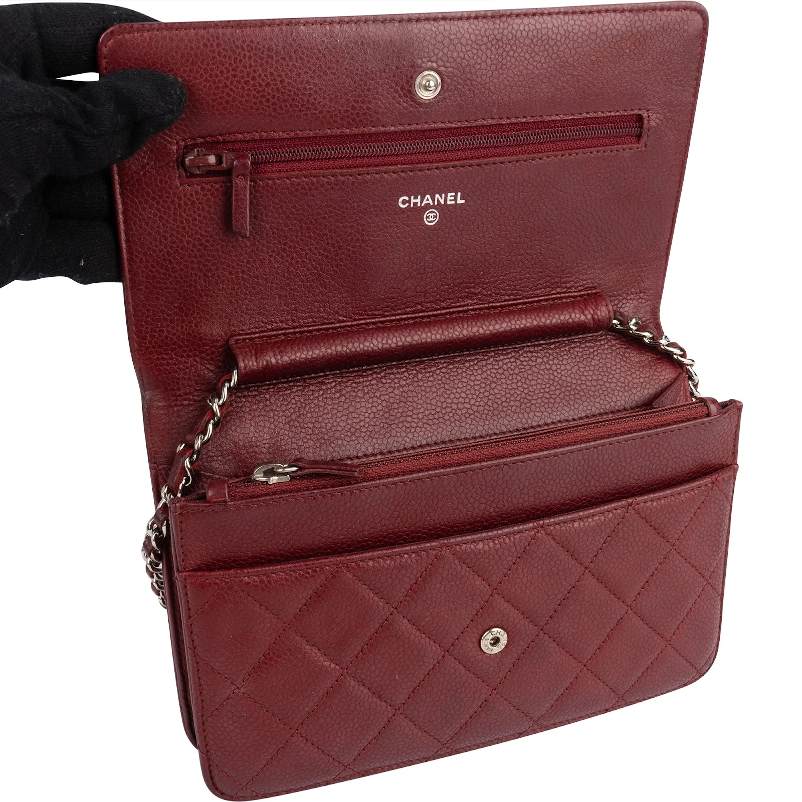 Chanel Quilted Caviar Leather Wallet On Chain Crossbody Bag