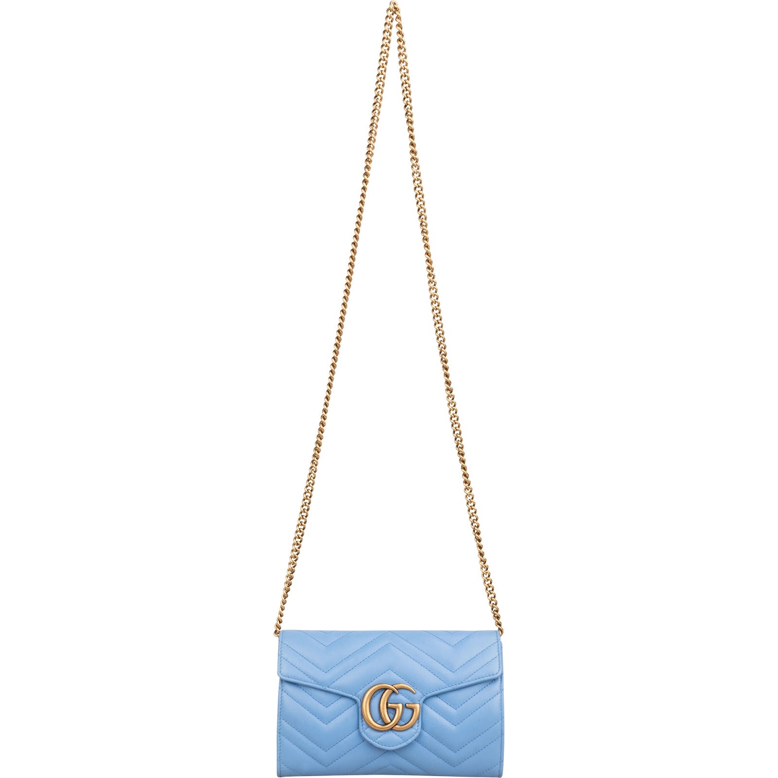 Gucci Chevron Matelassé Leather GG Marmont Wallet On Chain