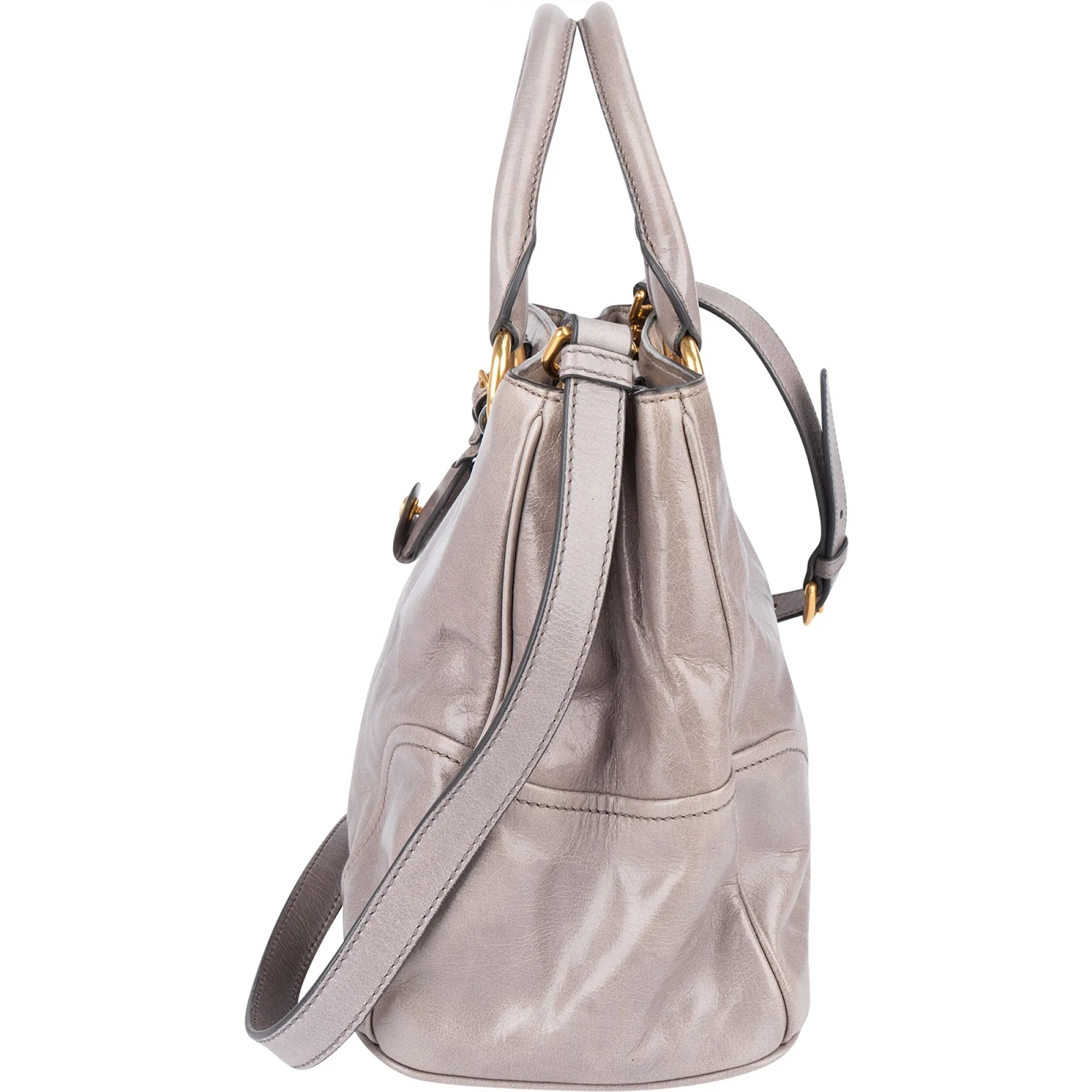 Miu Miu Grey Vitello Lux Handbag