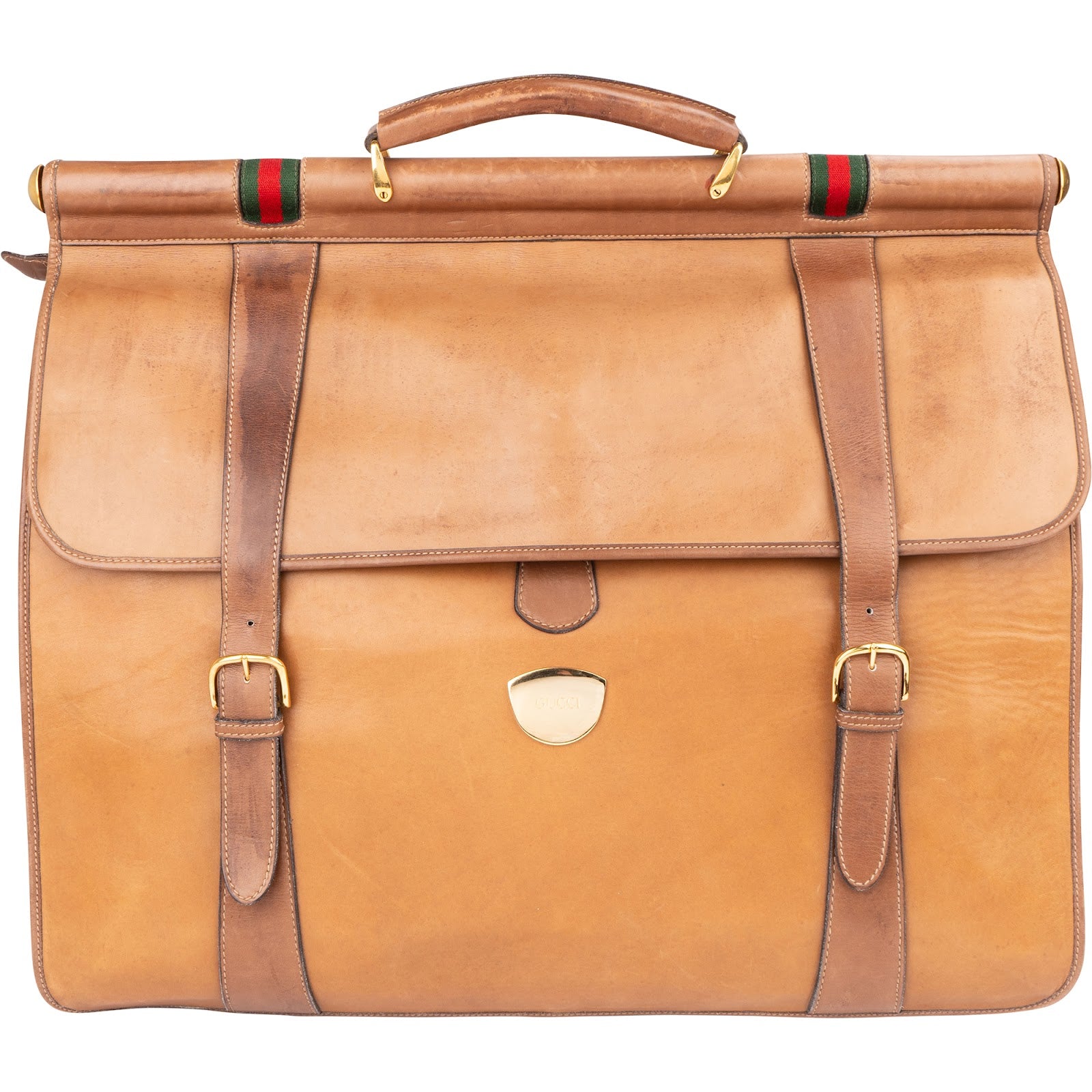 GUCCI Leather Vintage Web Stripe 55 Travel Bag