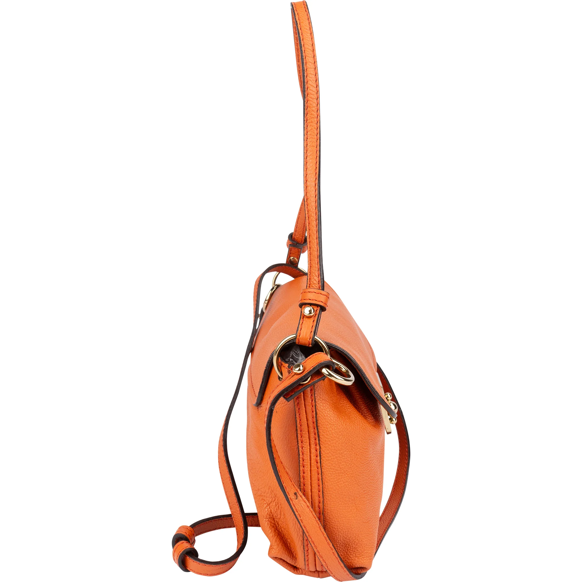 Chloé Orange Leather Elsie Turnlock Shoulder Bag