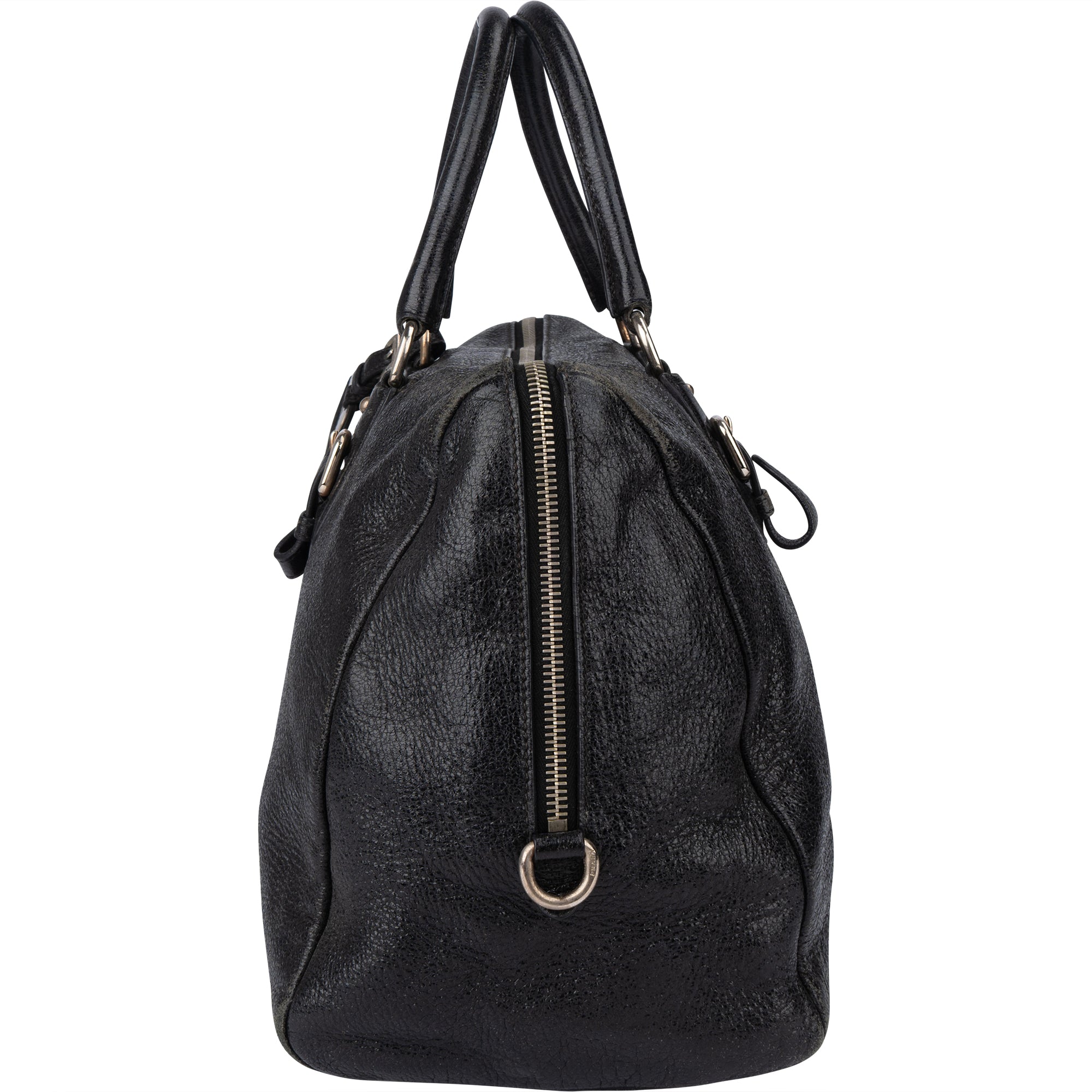 Prada Shimmering Leather City Boston Bag