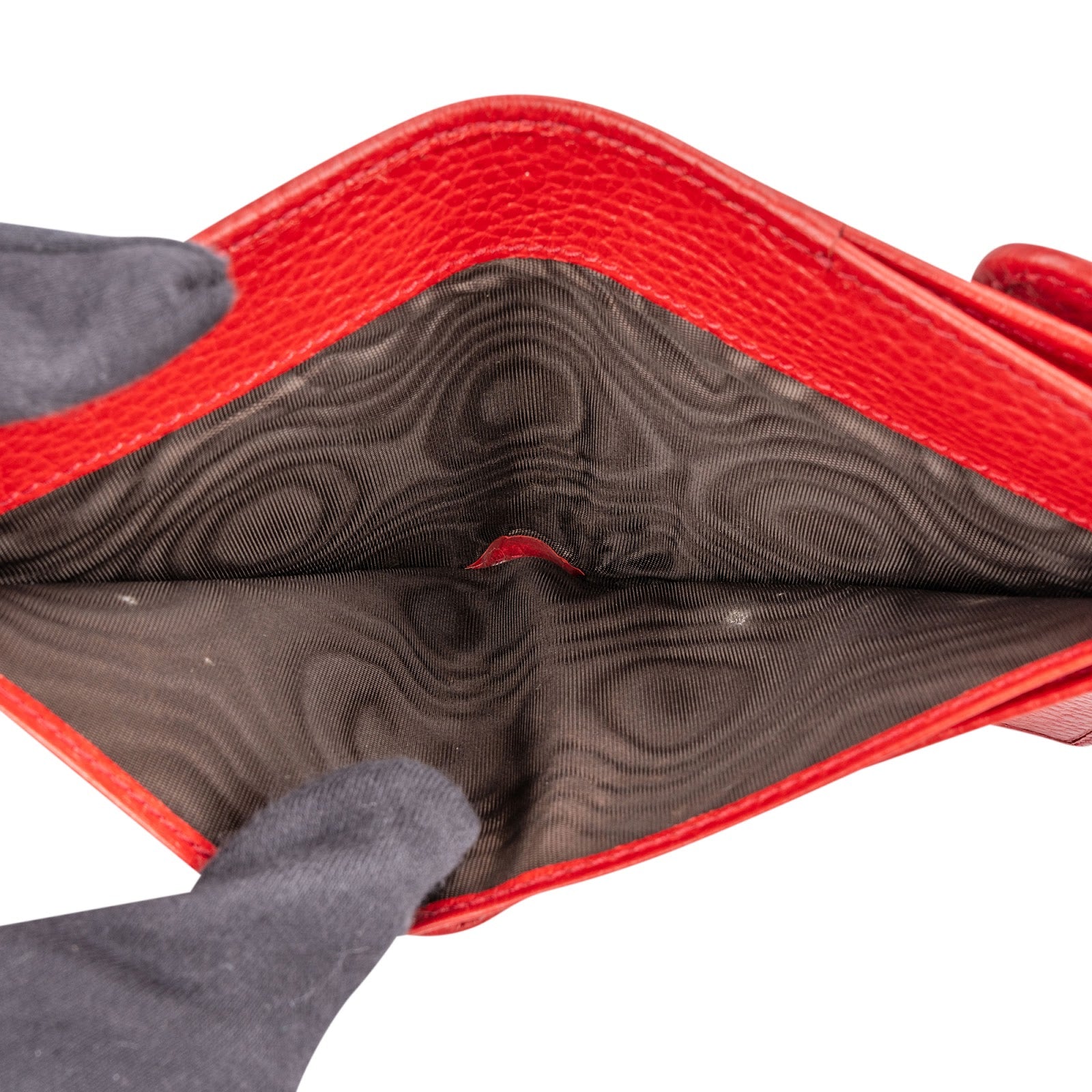 Gucci Pebbled Leather Interlocking G Compact Wallet
