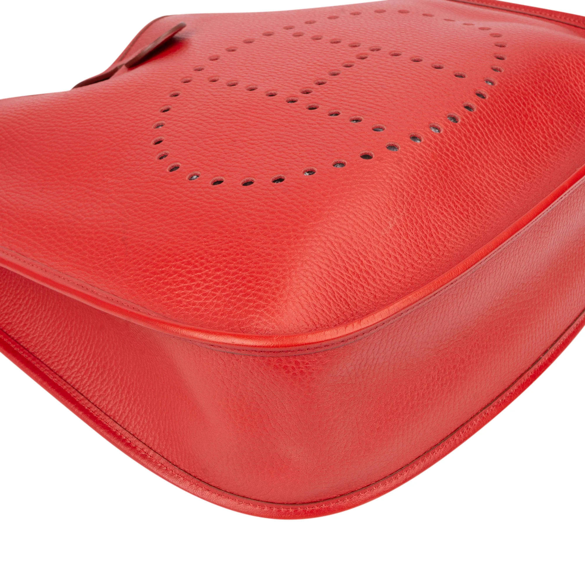 Hermès Rouge Clemence Leather Evelyne GM Crossbody Bag