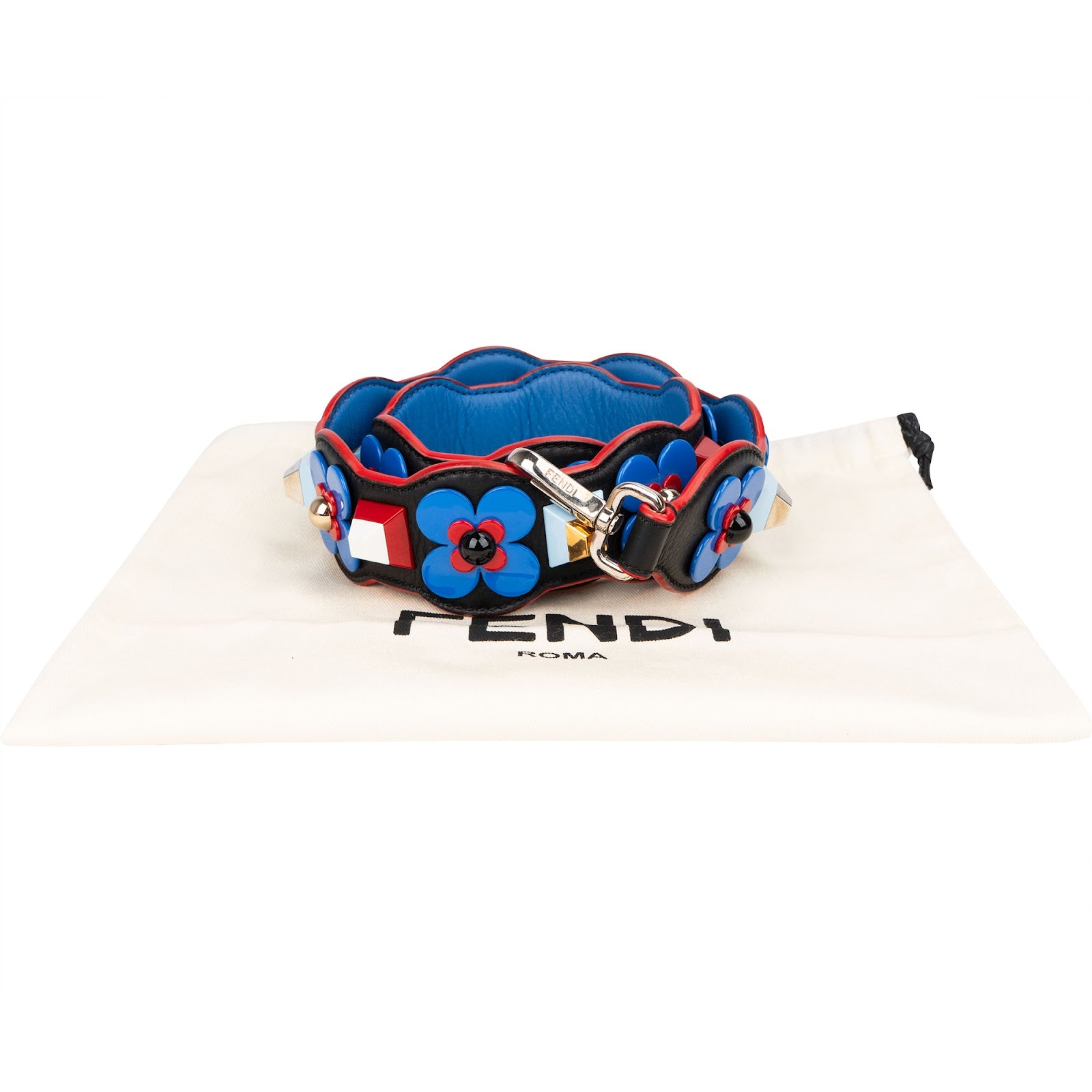 Fendi Leather Multicolor Flowerland Studded You Bag Strap
