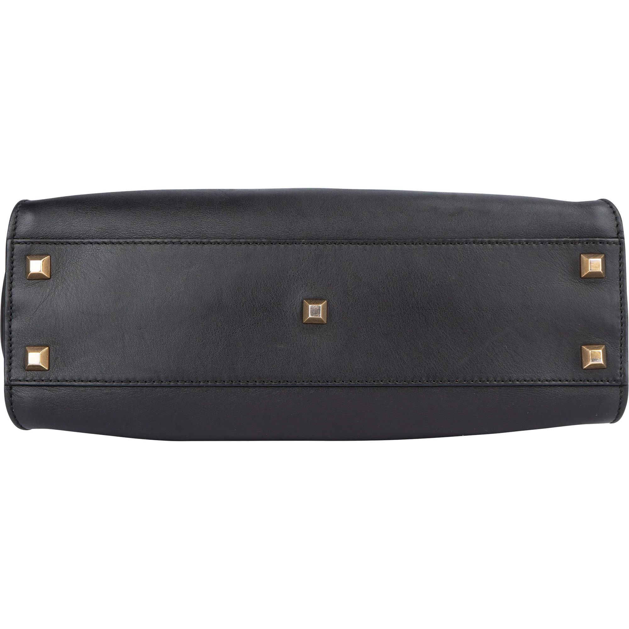 Fendi Noir Leather Gold Edition Spikes Peekaboo Handbag