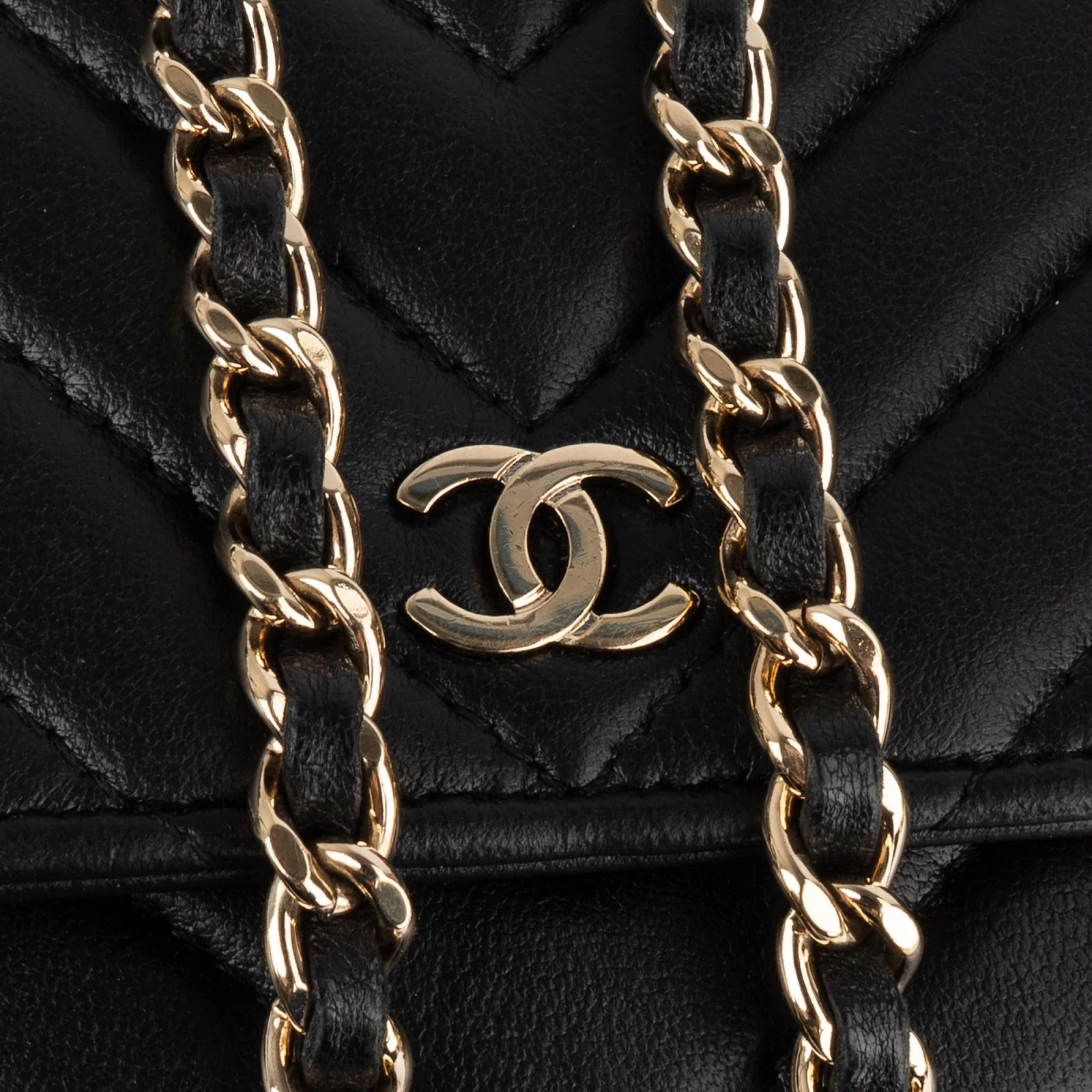 Chanel Quilted Chevron Lambskin Wallet on Chain Crossbody Bag
