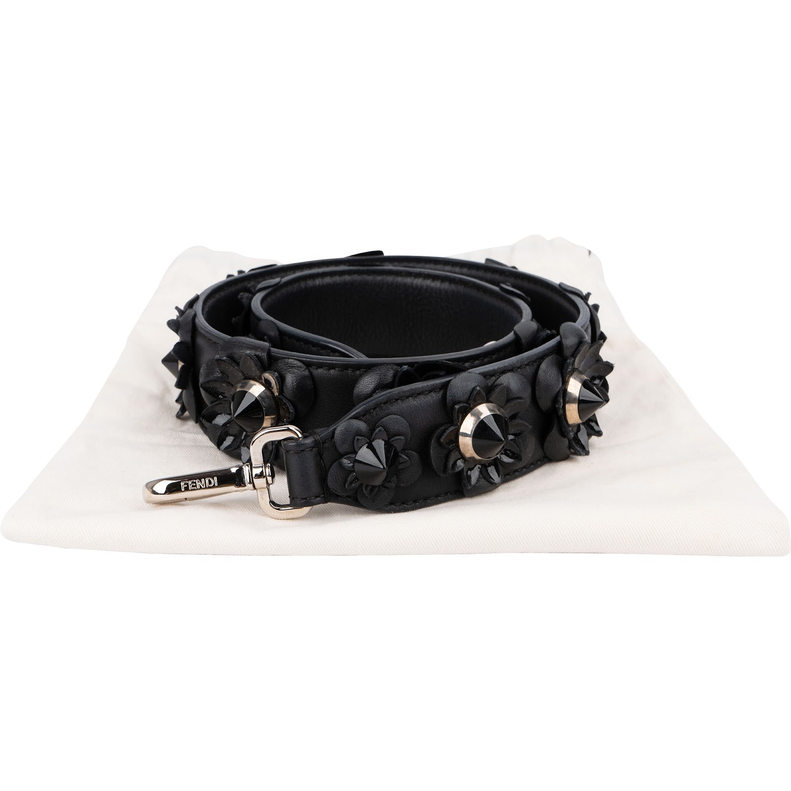 Fendi Leather Flowerland Studded You Bag Strap