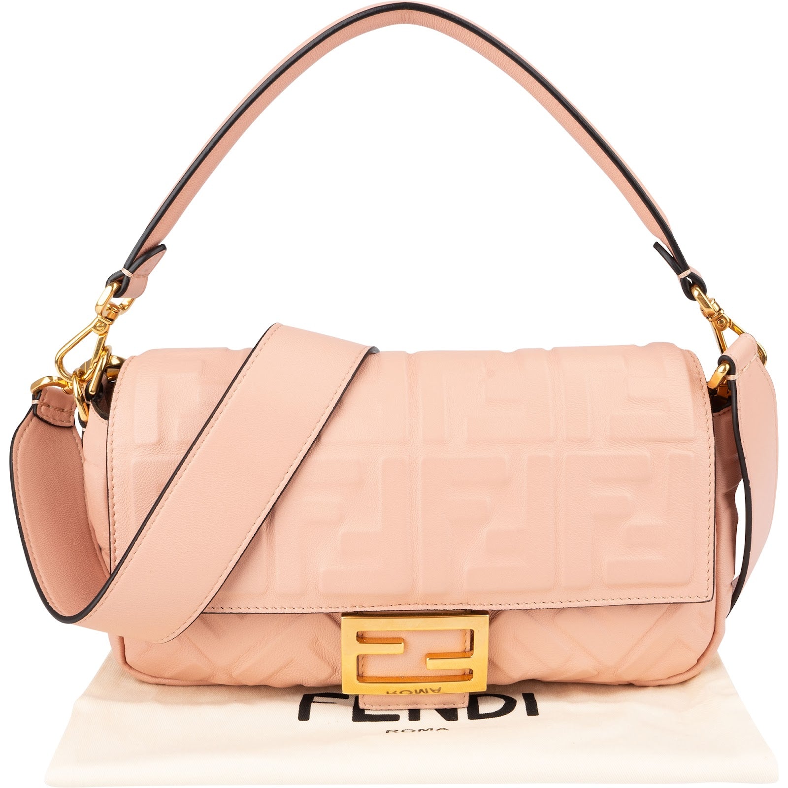 Fendi – Baguette Embossed Monogram FF Crossbody Bag