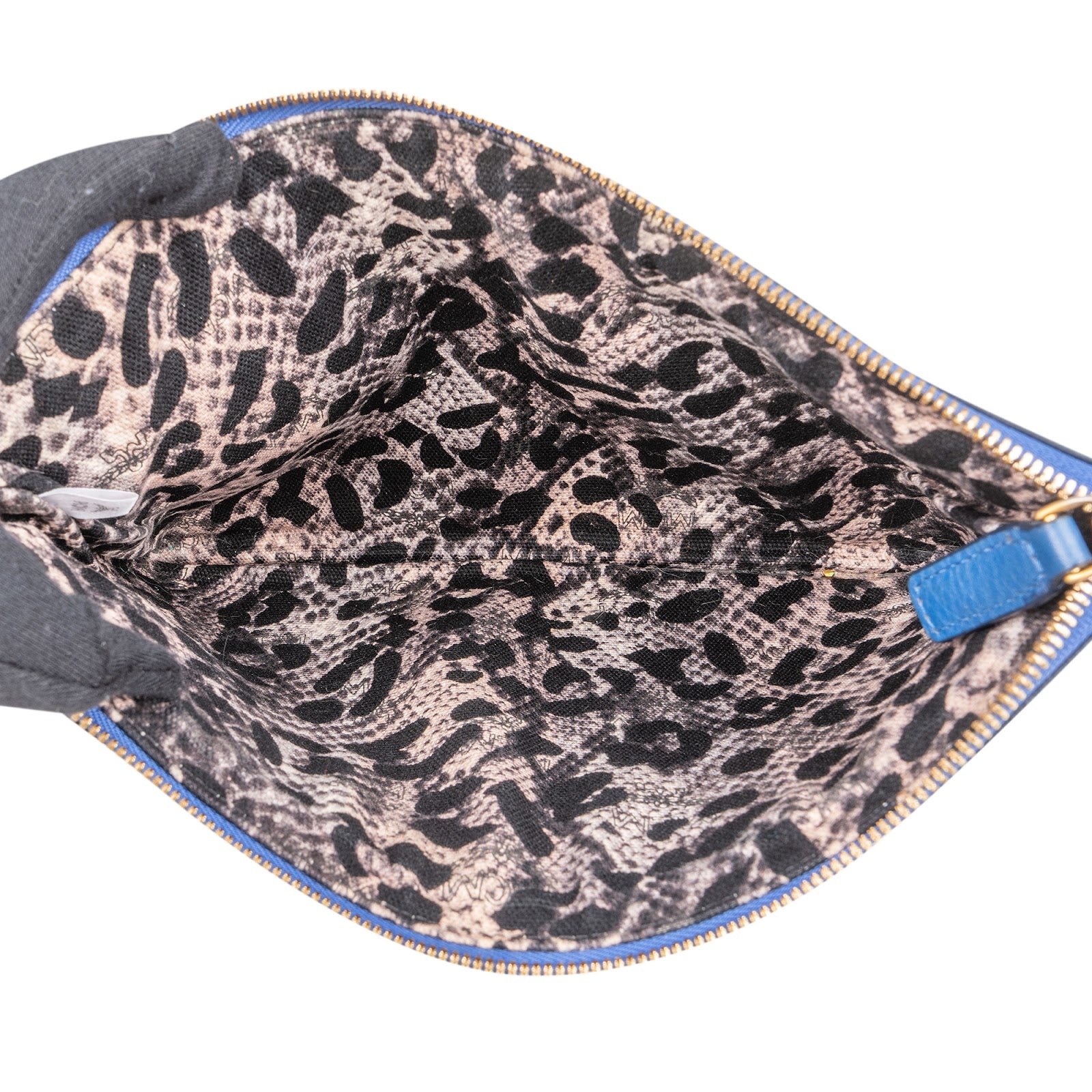 MCM Monogram Visetos Blue Liz Clutch Shoulder Bag