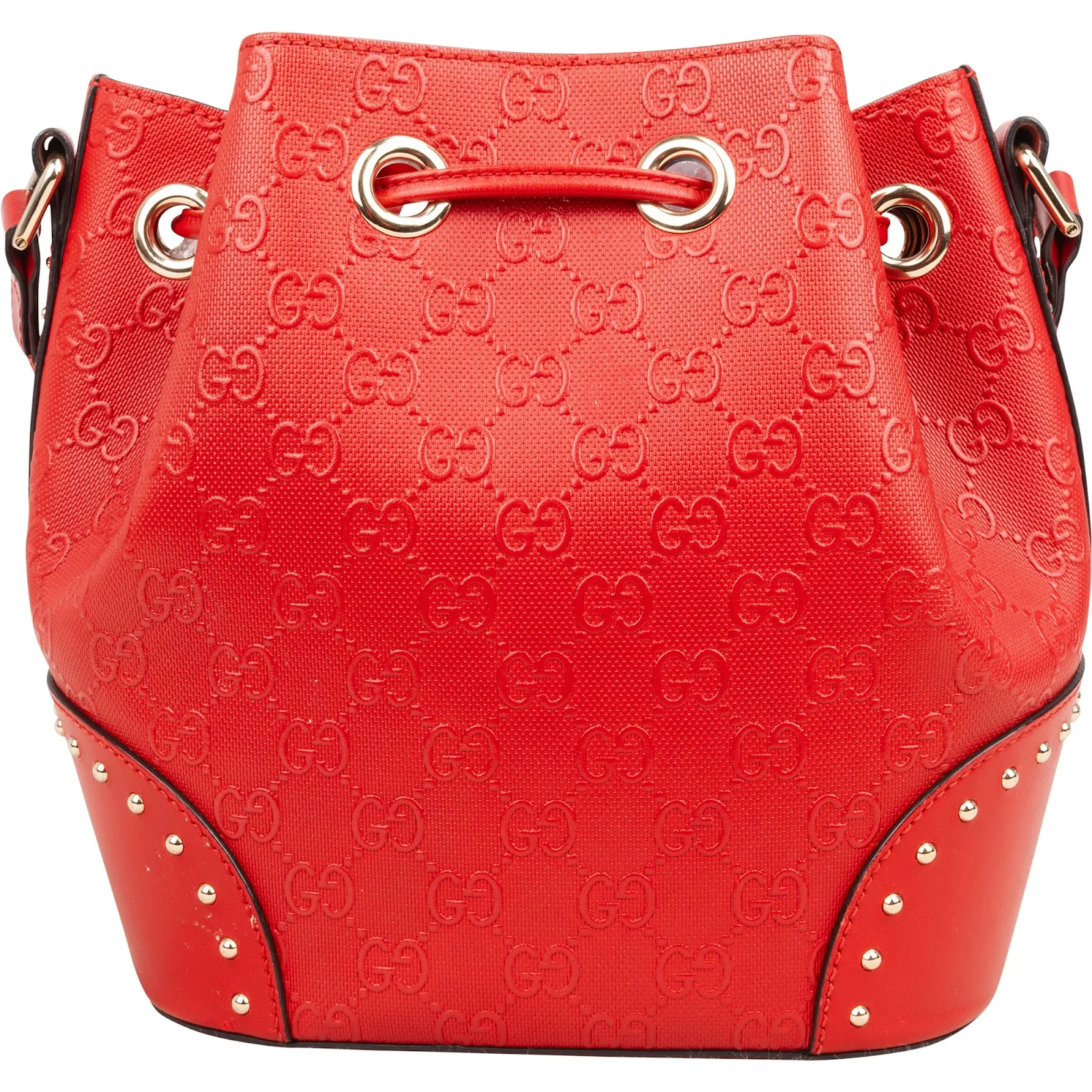 Gucci Guccissima Leather Studded Bucket Crossbody Bag