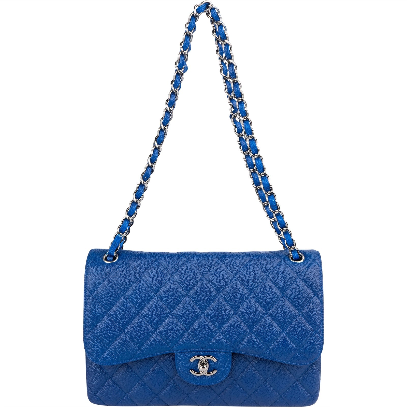 Chanel Quilted Caviar Leather Jumbo Double Flap Crossbody Bag