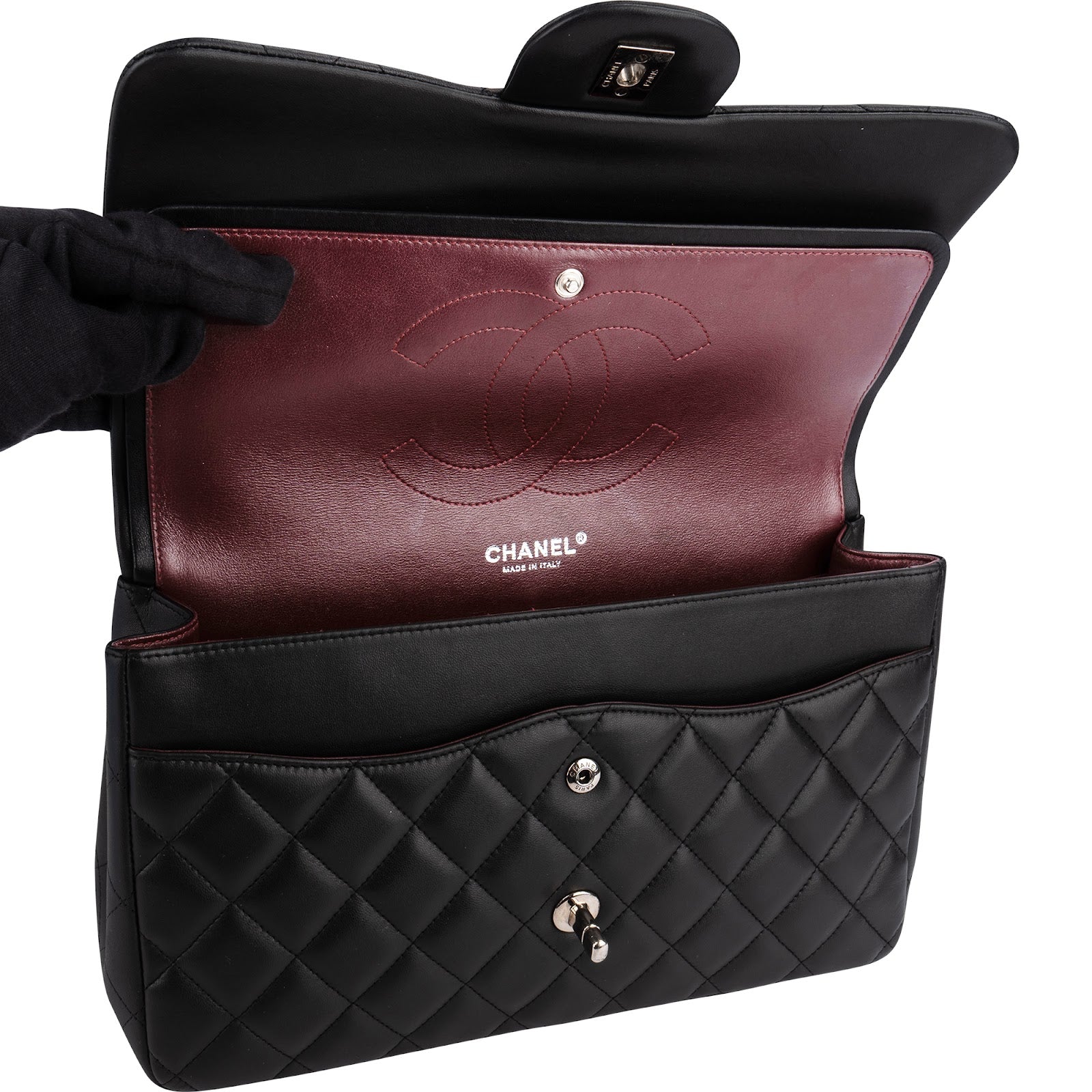 Chanel Quilted Lambskin Palladium Jumbo Double-Flap Crossbody Bag