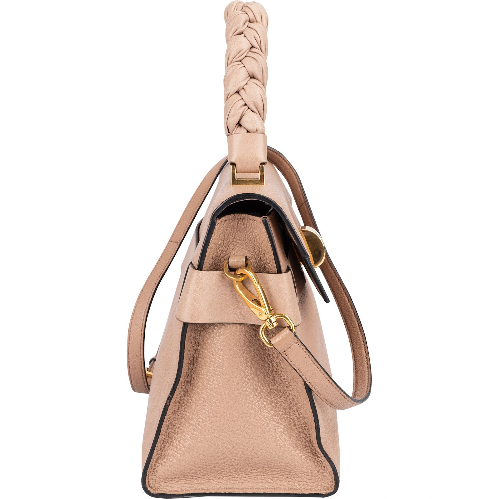 Miu Miu Pebbled Leather Madras Braided Handle Handbag