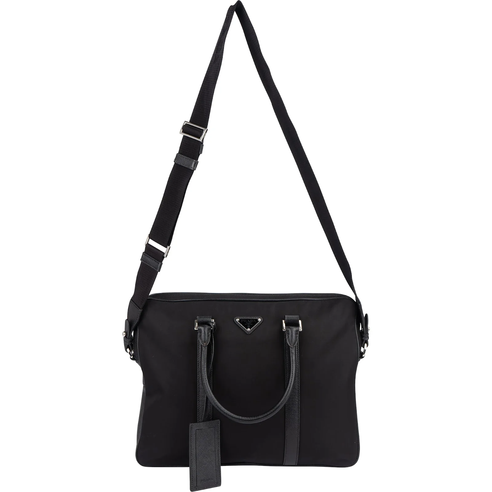 Prada Nylon Saffiano Leather Triangle Business Bag
