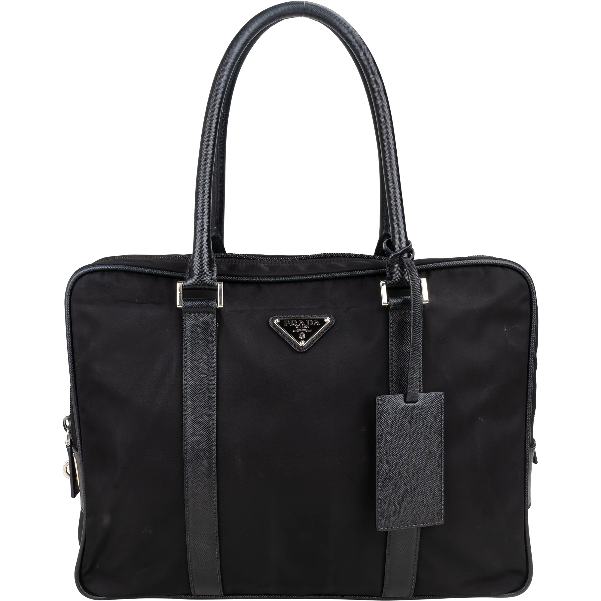Prada Black Nylon Triangle Business Tasche